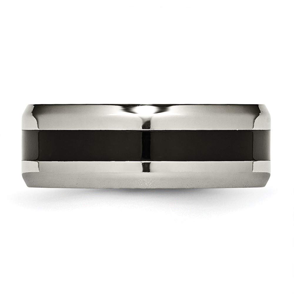 8mm Titanium Black Enamel Wedding Band Ring for Women - Elegant Bridal Engagement Ring, Durable Fine Jewelry Gift for Her - Perfect for Proposals, Anniversaries & Special Occasions