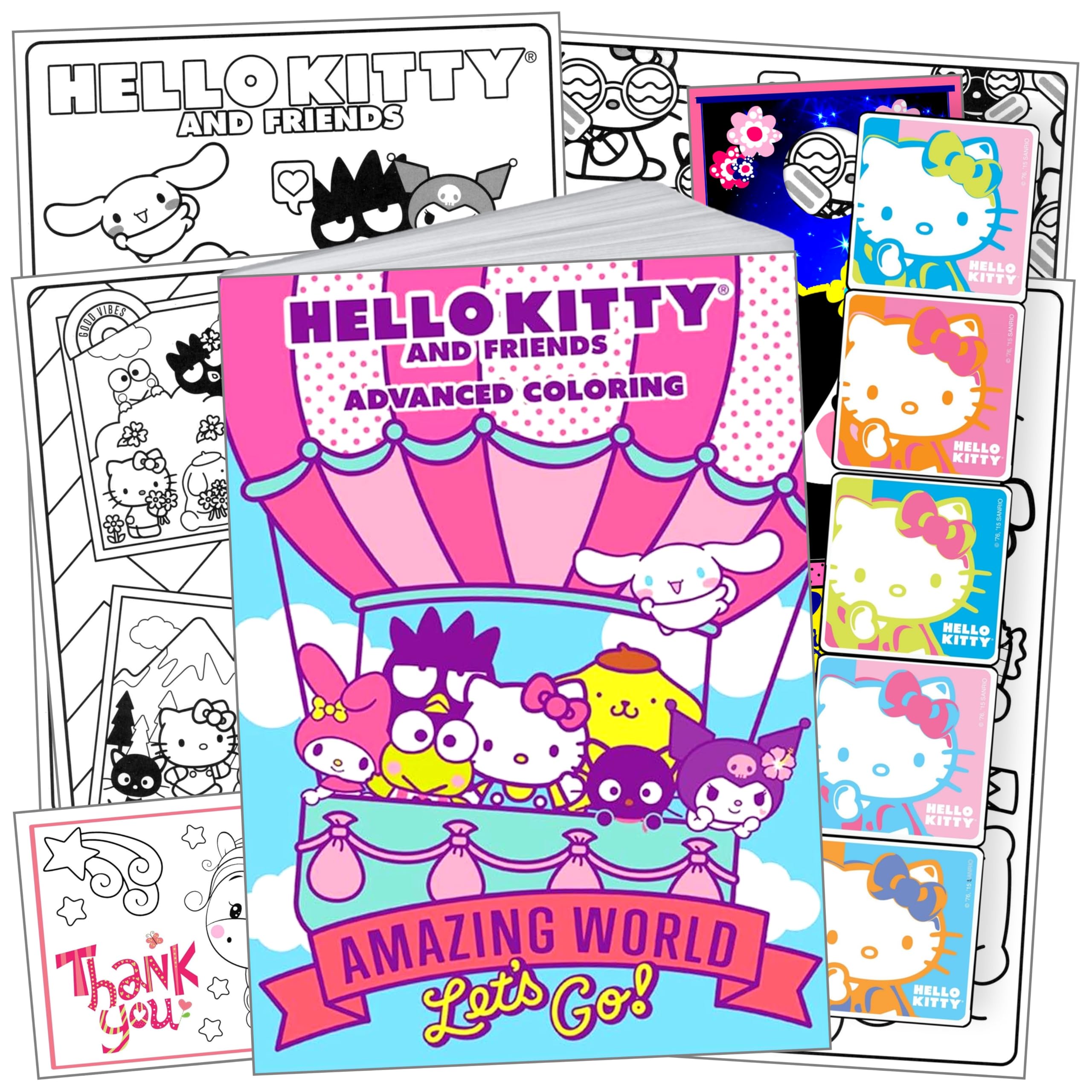 Disney Hello Kitty Coloring Book with Stickers Set - Premium Art Activity Kit for Kids & Adults | Perfect for Birthday Gifts, Party Favors, and Creative Relaxation