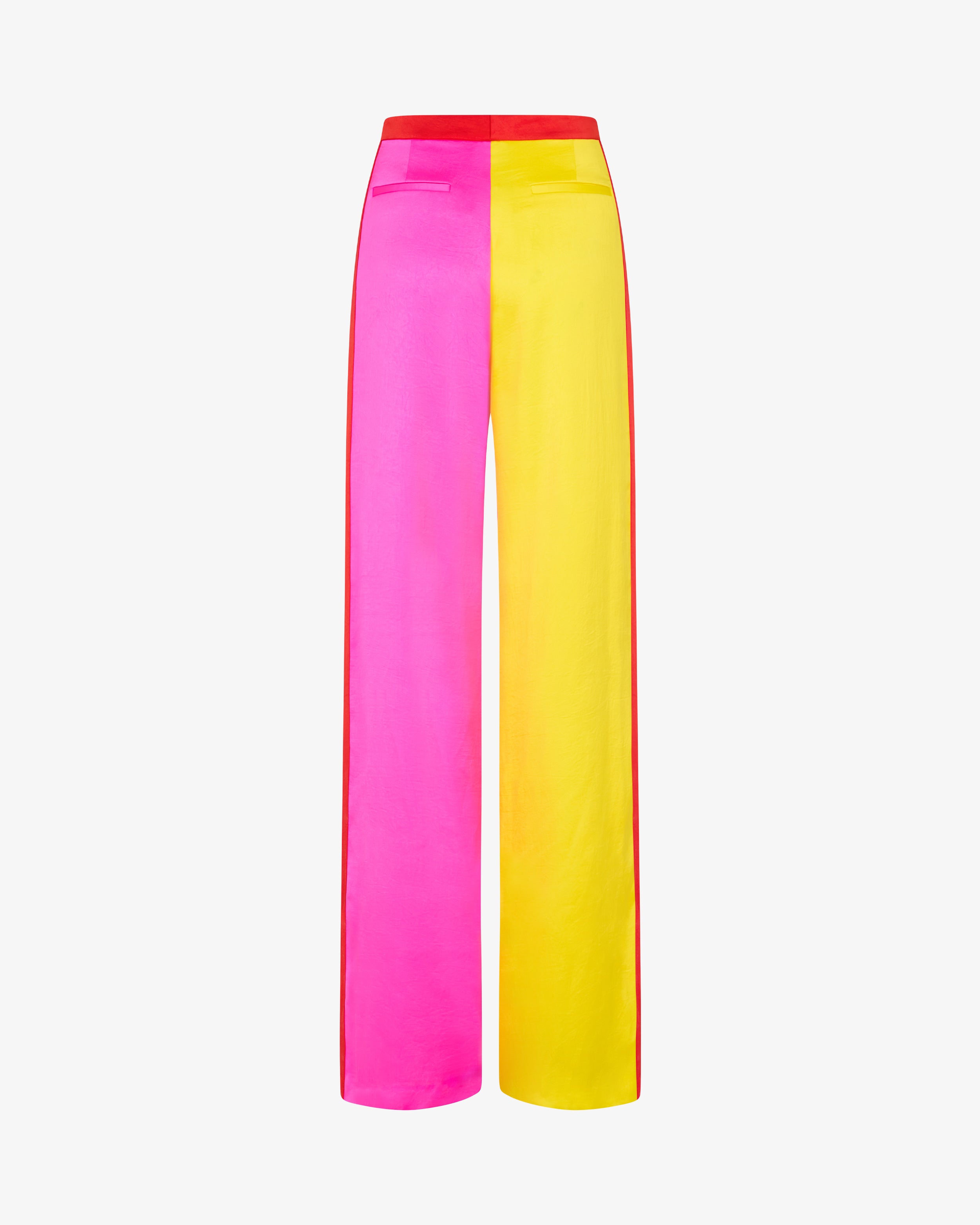 Color Block High Waist Wide Leg Pants - Bright Pink, Yellow, Red | Trendy Casual & Party Outfits for Women