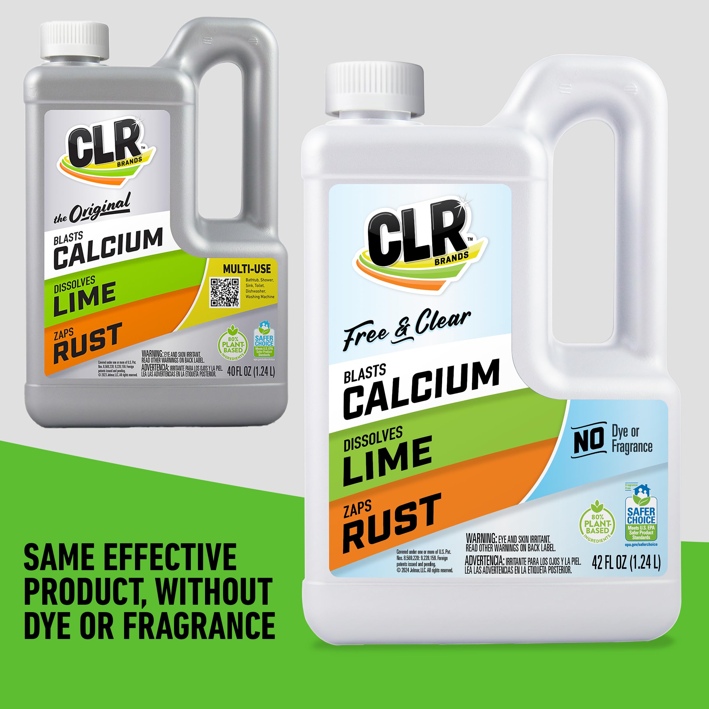 CLR Brands Calcium Lime Rust Remover - No Dyes or Fragrances, Bathroom Descaler for Hard Water Stains & Rust Deposits, 42oz (1 Pack) - Perfect for Showers, Sinks, Toilets & Kitchen Appliances
