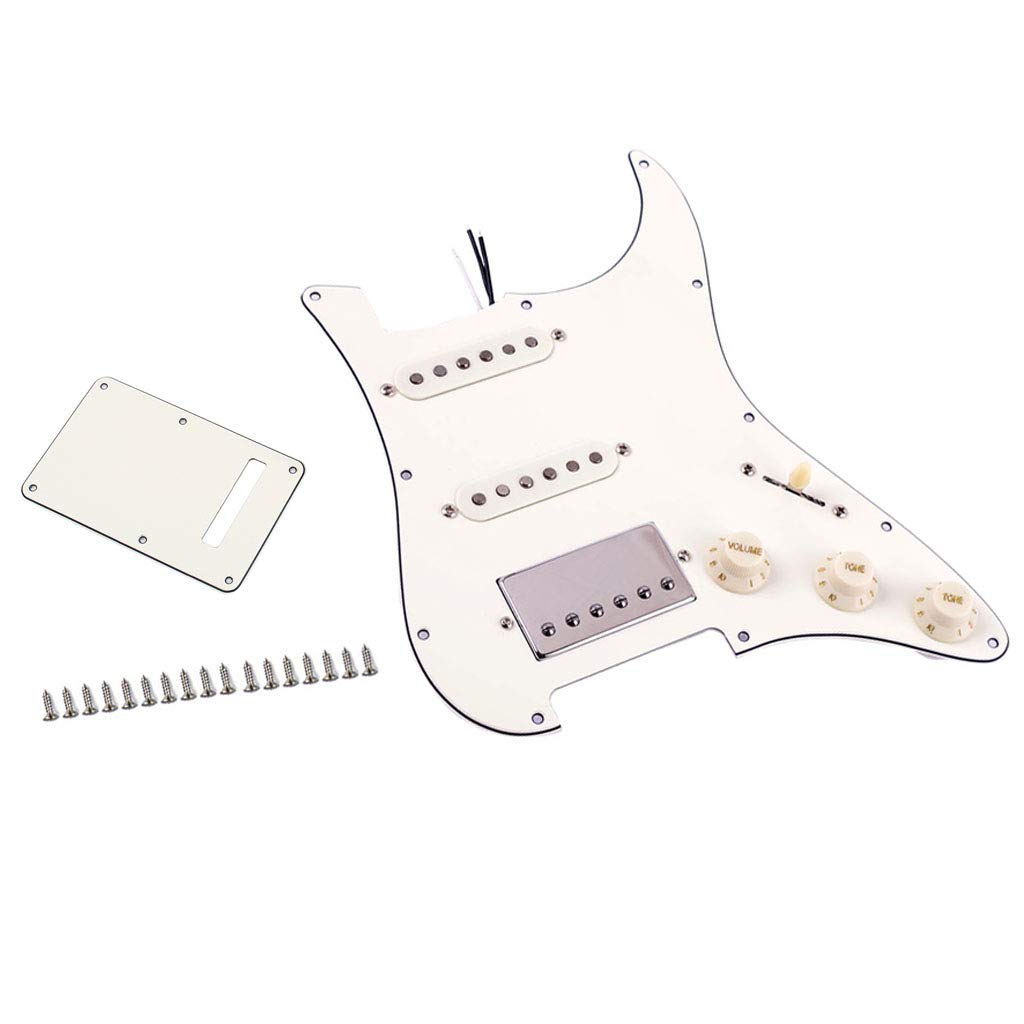 Alnicov Prewired Guitar Pickguard with SSH Dual Rail Humbucker Pickups - White Replacement Pickguard for Strat/ST Electric Guitars | Perfect for Rock, Blues & Studio Recording