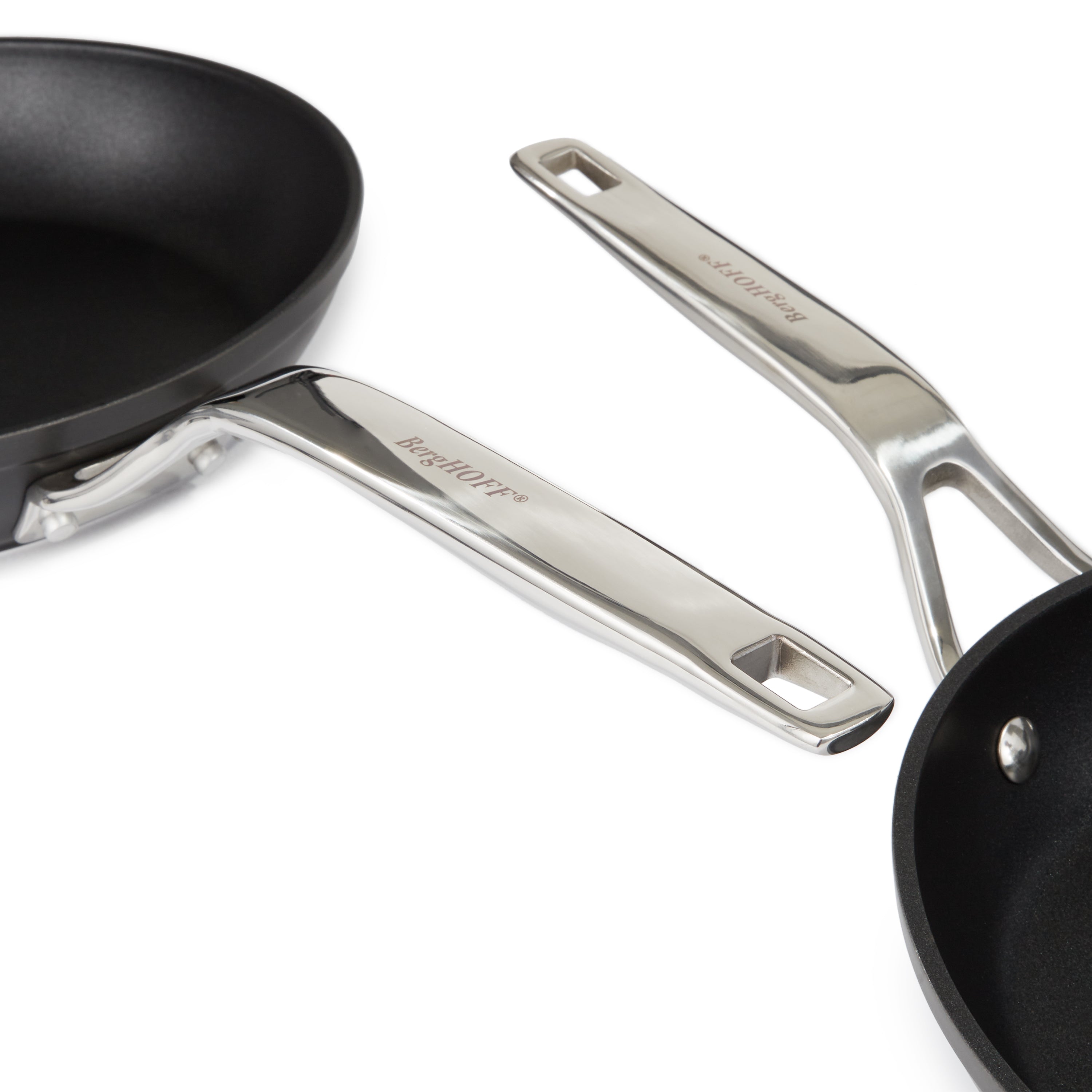 BergHOFF Essentials 5-Piece Nonstick Hard Anodized Cookware Set for 2 People with Glass Lid, Black - Perfect for Small Kitchens, Couples & Compact Cooking Spaces