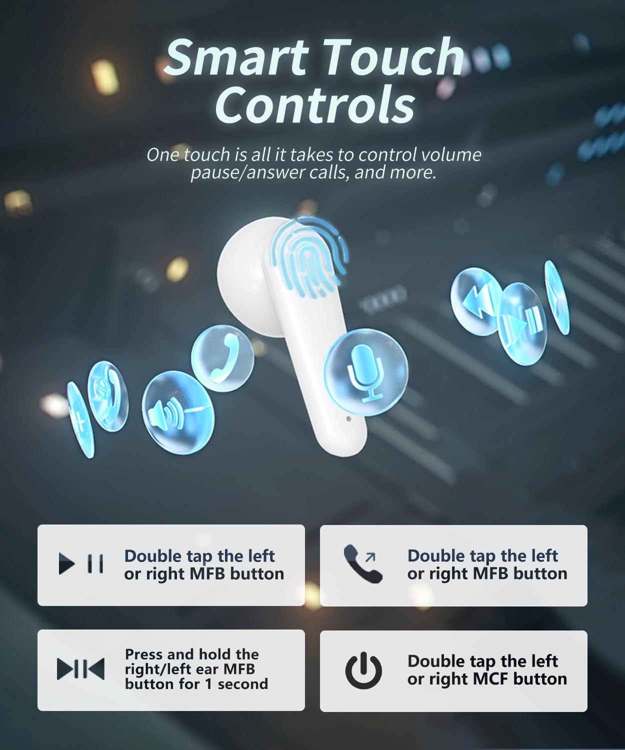 Wireless Earbuds 2025 Bluetooth Headphones with ENC Mic, 48H Playtime & IP7 Waterproof for Running & Sports - Ceramic White
