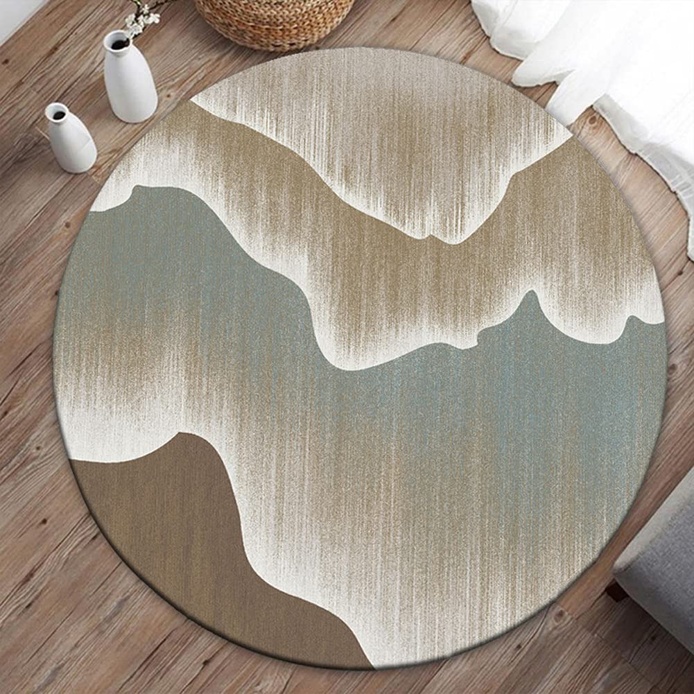 Decorative Round Rug with Pattern - Non-Slip Office Chair Mat Protector for Hardwood & Tile Floors, Soft Carpet Mat for Study & Living Room - Multi-Purpose Anti-Slip Desk Chair Mat for Home Office, Gaming & Workspace