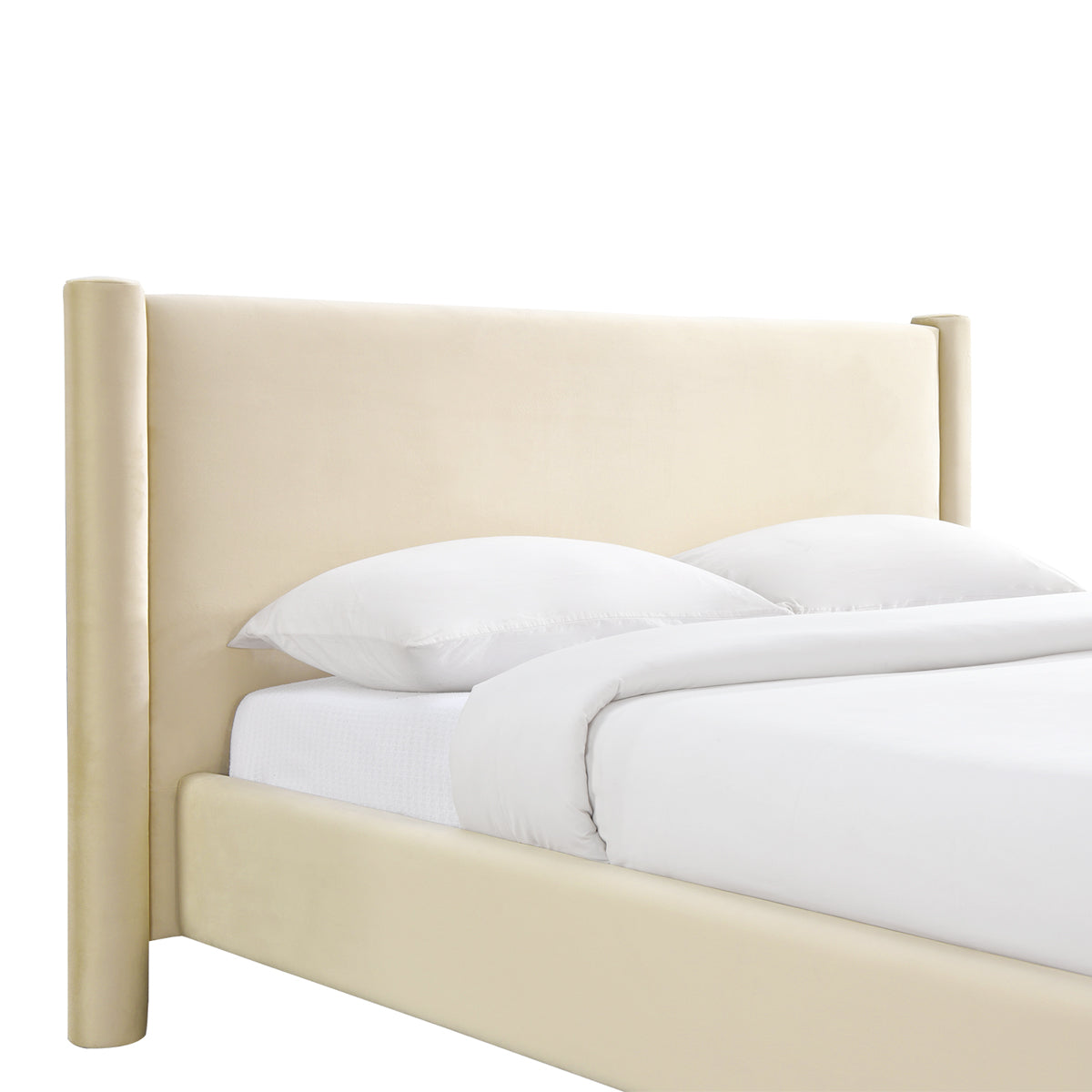 Estelle Velvet Queen Size Bed Frame - Luxurious Desert Velvet Upholstered Platform Bed with Wooden Slats | Perfect for Master Bedroom, Guest Room & Modern Home Decor
