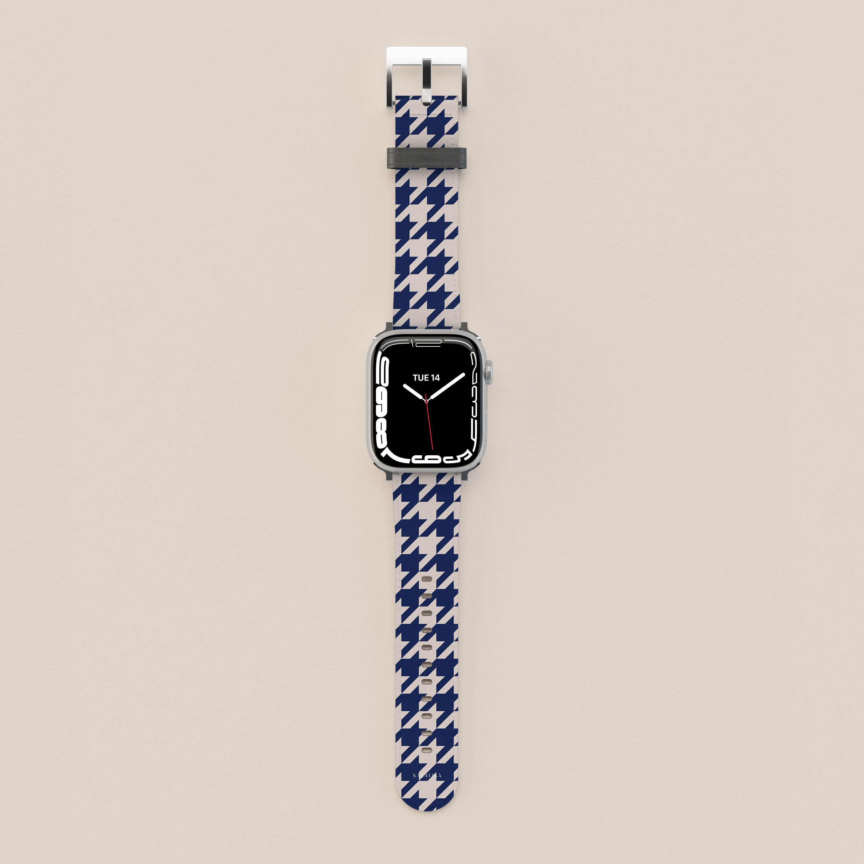 Premium Blue Houndstooth Pattern Apple Watch Band - Stylish & Durable Replacement Strap for Apple Watch Series 9/8/7/SE/6/5/4/3 - Perfect for Workouts, Office & Casual Wear
