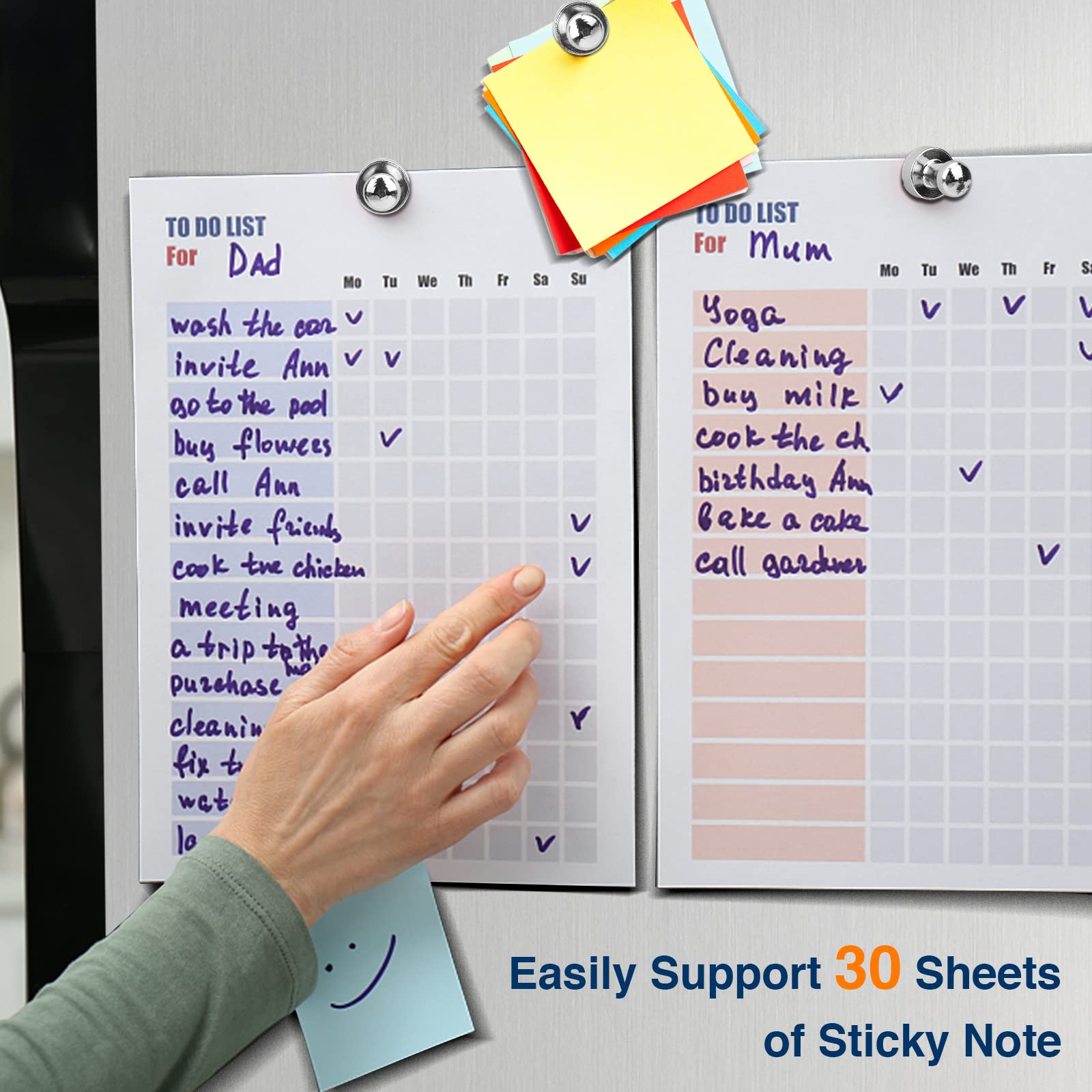MIKEDE 15Pcs Strong Neodymium Fridge Magnets - Whiteboard Magnets, Refrigerator Magnets & Push Pins for Office, School, Classroom & Kitchen - Perfect for Organizing Notes, Photos & Reminders