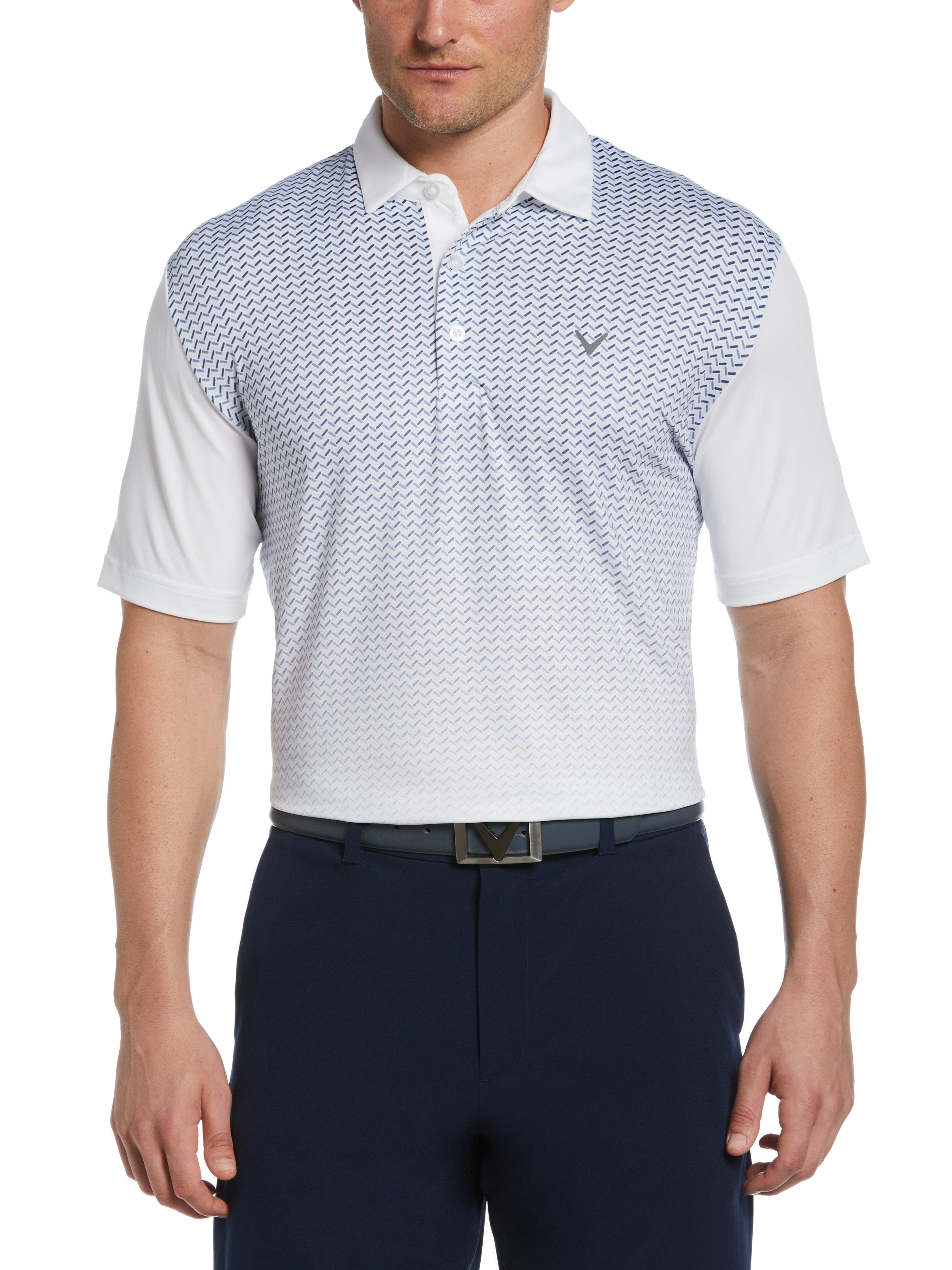 Men's Stylish Geo Gradient Print Golf Polo Shirt - Breathable & Moisture-Wicking for Comfort on the Course | Perfect for Golf, Casual Wear & Outdoor Activities