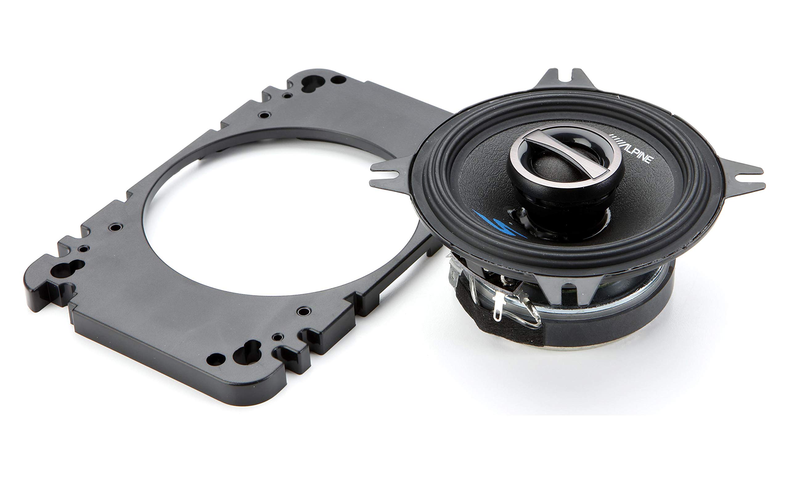 Alpine S-S40 S-Series 4-inch Coaxial 2-Way Car Speakers (Pair) with 4x6 Adapter Plate - High Performance Audio for Cars, Trucks & SUVs - Perfect for Upgrading Factory Sound System
