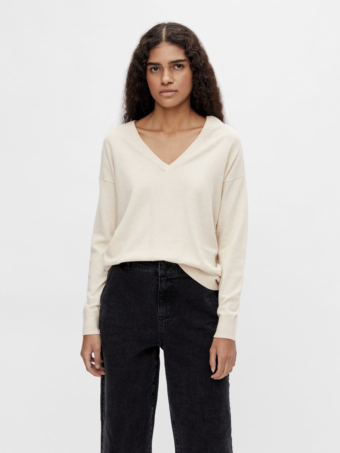Eleana V Neck Jumper Women's Knit Sweater - Soft Sandshell Pullover for Fall & Winter | Casual Office Wear, Date Night Outfits, Weekend Comfort