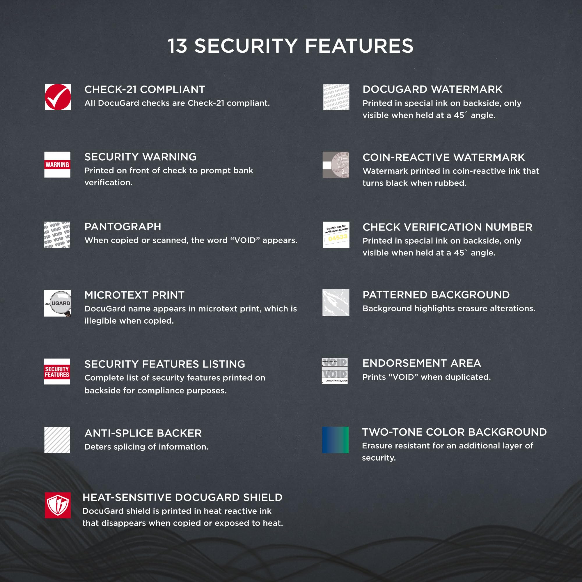 DocuGuard Blue/Red Galaxy Premier Prismatic High Security Check Paper - Compatible with Laser & Inkjet Printers - 13 Advanced Security Features - 2500 Blank Business Checks (04562C) - Ideal for Fraud Protection & Secure Business Transactions