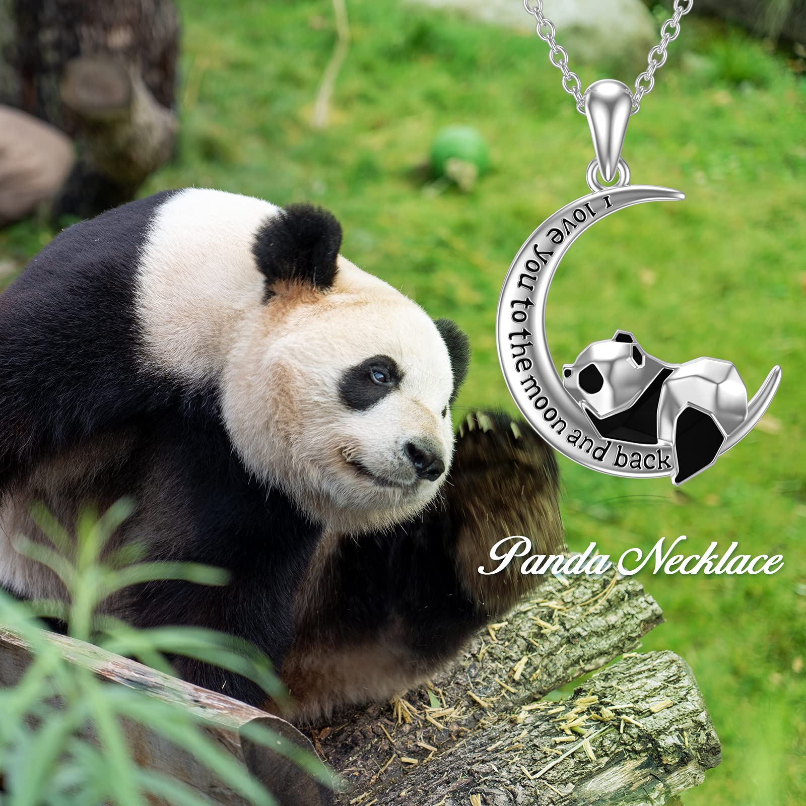POPKIMI Sterling Silver Crystal Origami Panda Necklace for Women - Elegant I Love You to The Moon and Back Jewelry Gift for Wife, Mom, Girlfriend | Christmas, Birthday, Anniversary Present | Perfect for Date Nights, Mother's Day & Special Occasions
