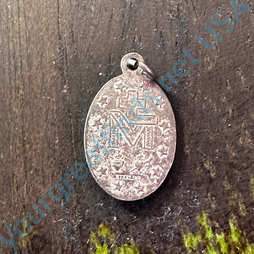 Vintage Sterling Silver Blue Guilloche Enamel Sacred Mother Pendant Necklace - Religious Jewelry Gift for Women, Baptism, First Communion & Spiritual Occasions