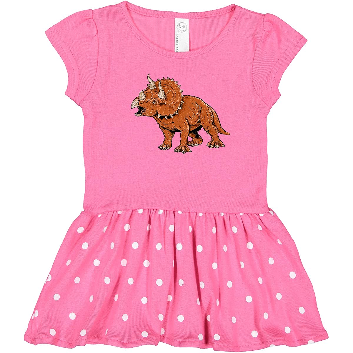 Inktastic Triceratops Roaring Dinosaur Print Toddler Dress - Cute Dino Themed Outfit for Girls, Birthday Party & Playdate Outfit