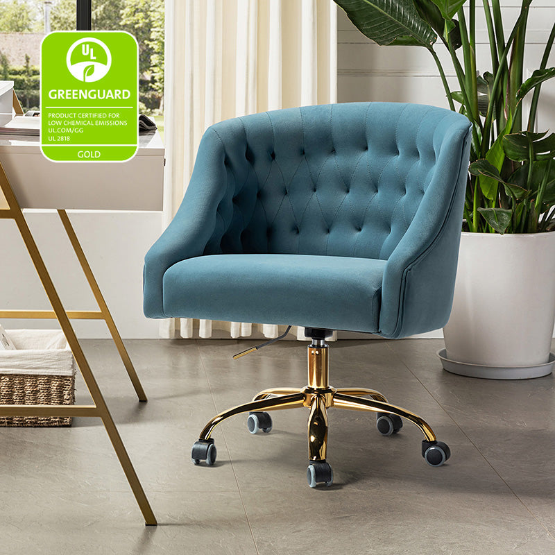 Penelope Velvet Tufted Office Chair - Ergonomic Executive Desk Chair with Lumbar Support - Perfect for Home Office, Gaming & Workspace Comfort