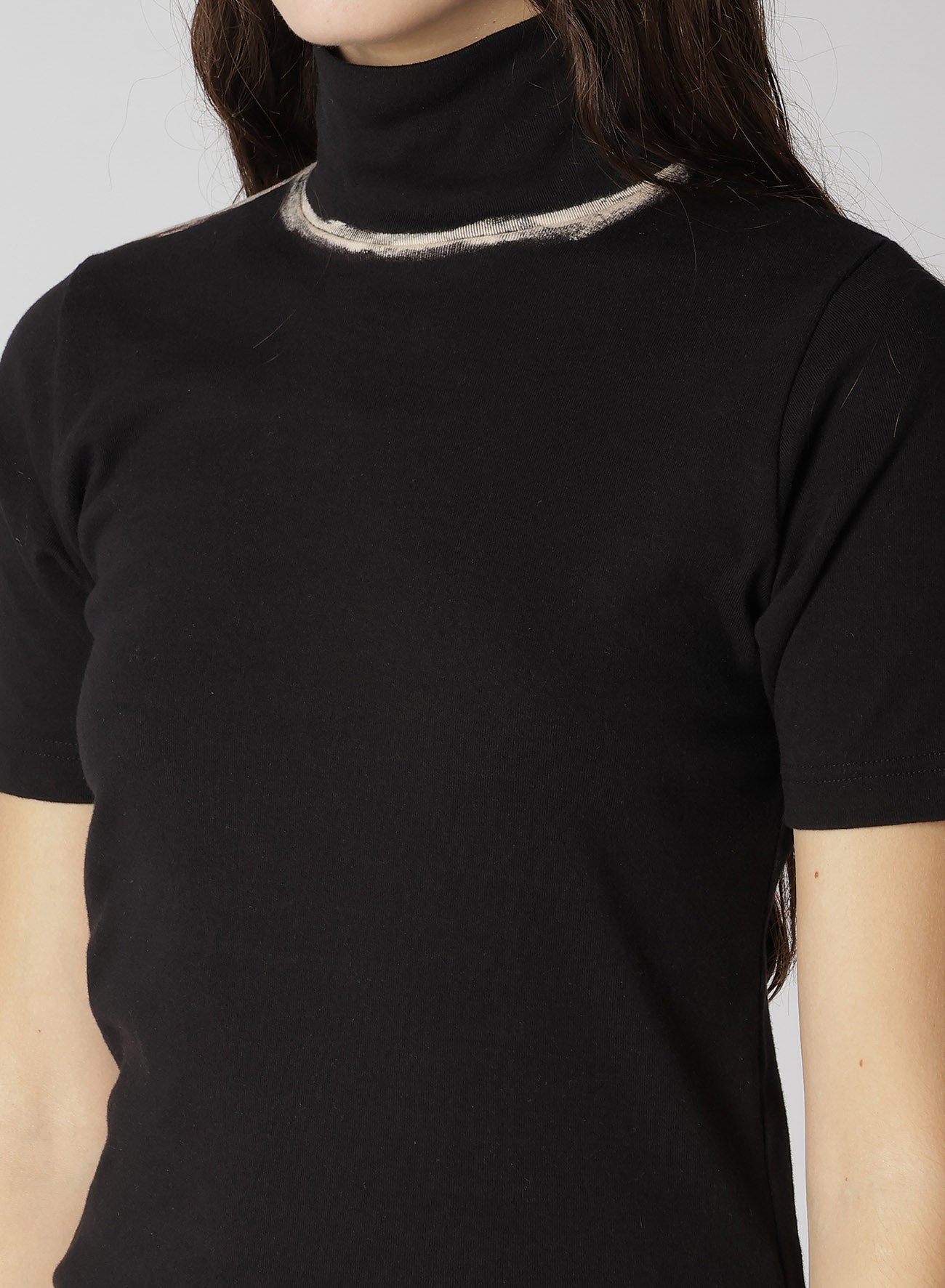 Discharge Printing High Neck Half Sleeve T-Shirt for Women - Soft Cotton Casual Top for Everyday Wear, Work & Outings