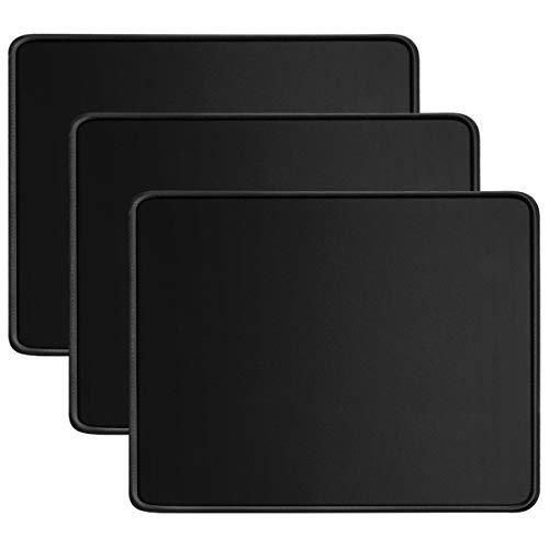 HONESTY 3-Pack Black Mouse Pad 10.2×8.3×0.08 Inch - Non-Slip Computer Mouse Pad for Office, Gaming & Online Learning | Ergonomic Desk Accessory for PC, Laptop & Home Office Setup