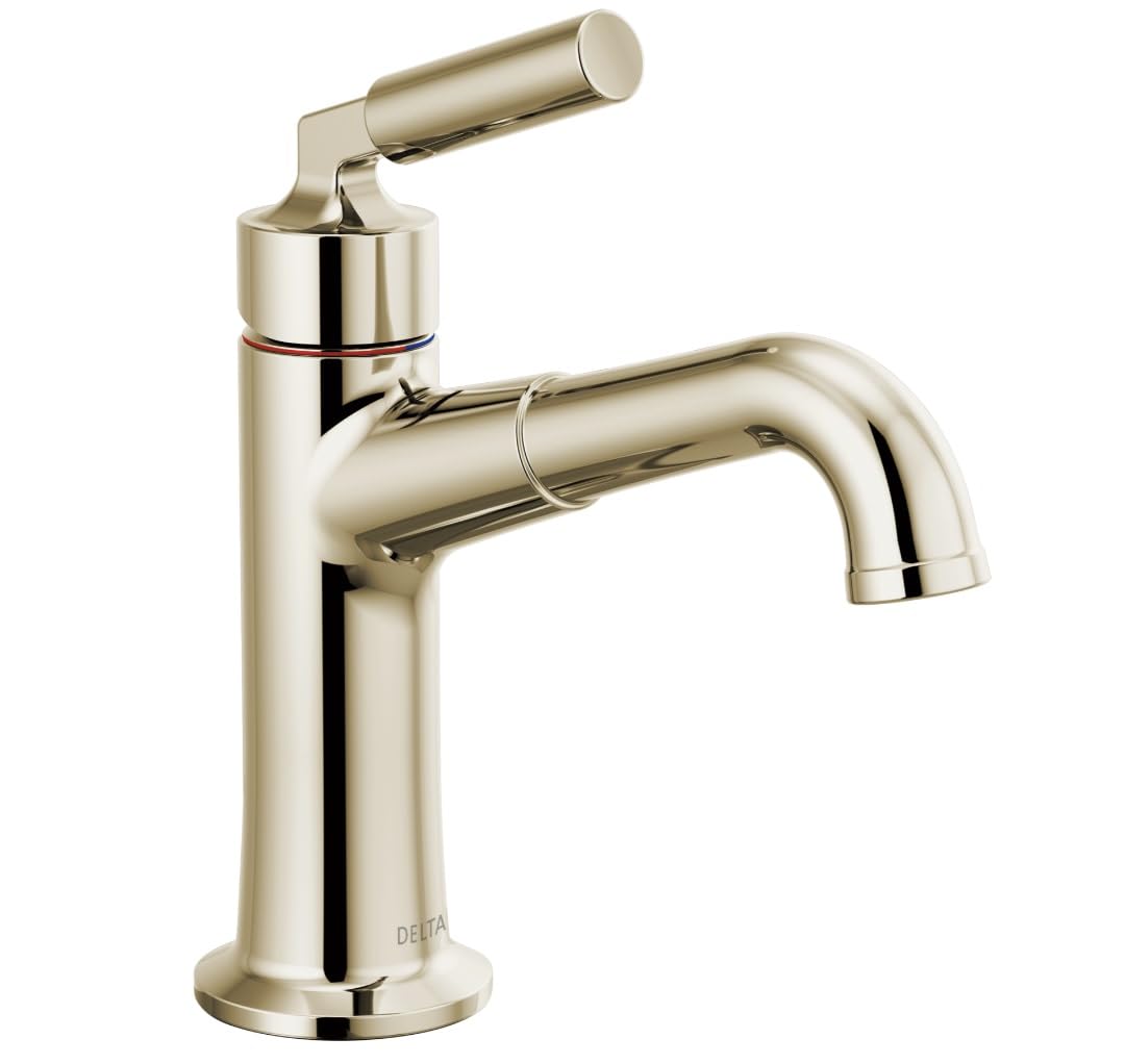 Delta 548LF-PNMPU Single Handle Bathroom Sink Faucet - Brushed Nickel Finish, WaterSense Certified for Bathroom Vanity, Powder Room & Guest Bath Installation