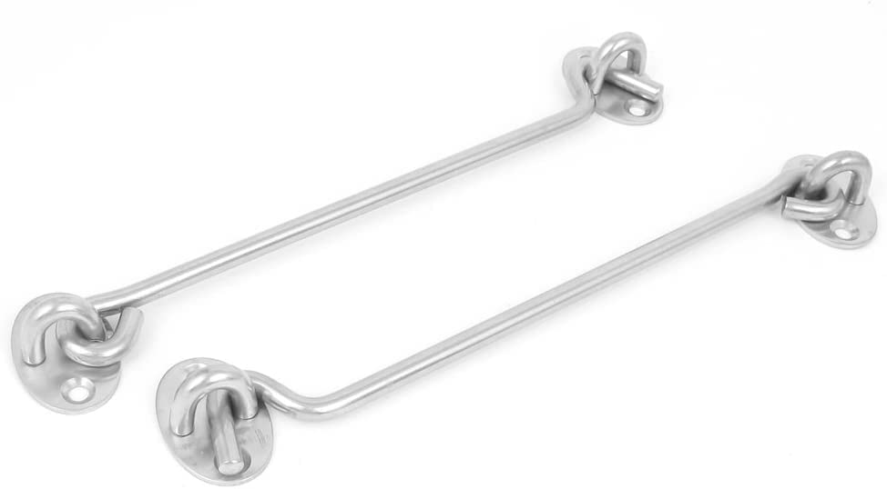 Heavy Duty 8 Inch Gate Hook Latch - 2 Pack Swivel Door & Window Hook with Mounting Screws - Durable Cabin Hook for Gates, Fences, Sheds & Barns - Secure Locking for Outdoor & Indoor Use