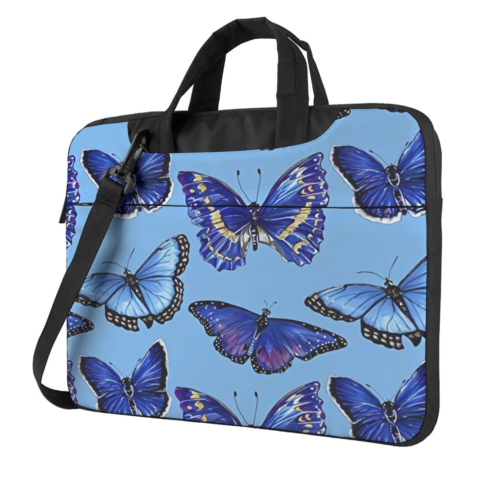 Blue Butterfly Laptop Case Bag - Durable Waterproof Computer Bag for Work, School & Travel