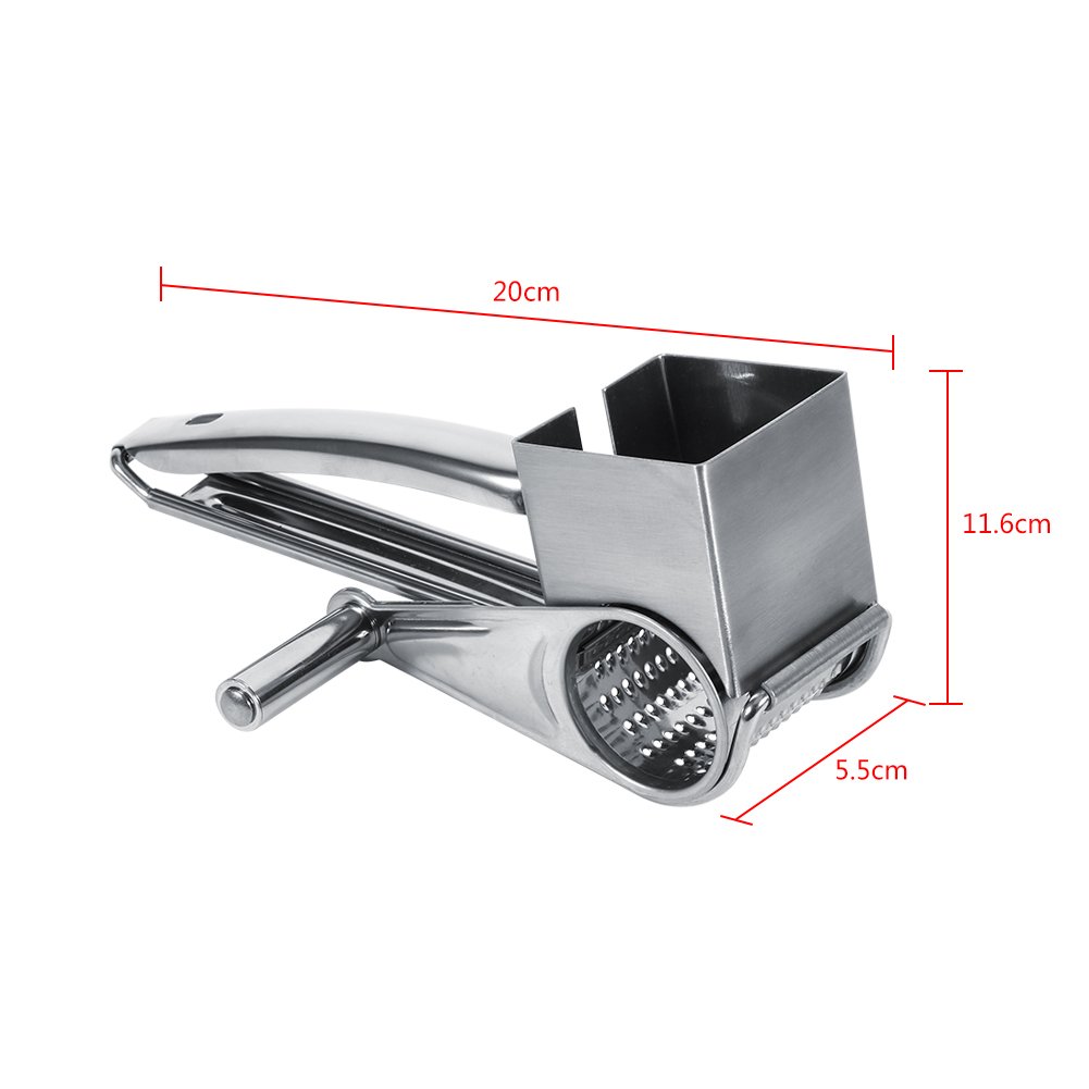 Premium Stainless Steel Rotary Cheese Grater - Multipurpose Kitchen Tool for Shredding Cheese, Vegetables & Chocolate | Perfect for Pasta, Pizza, Salads & Baking