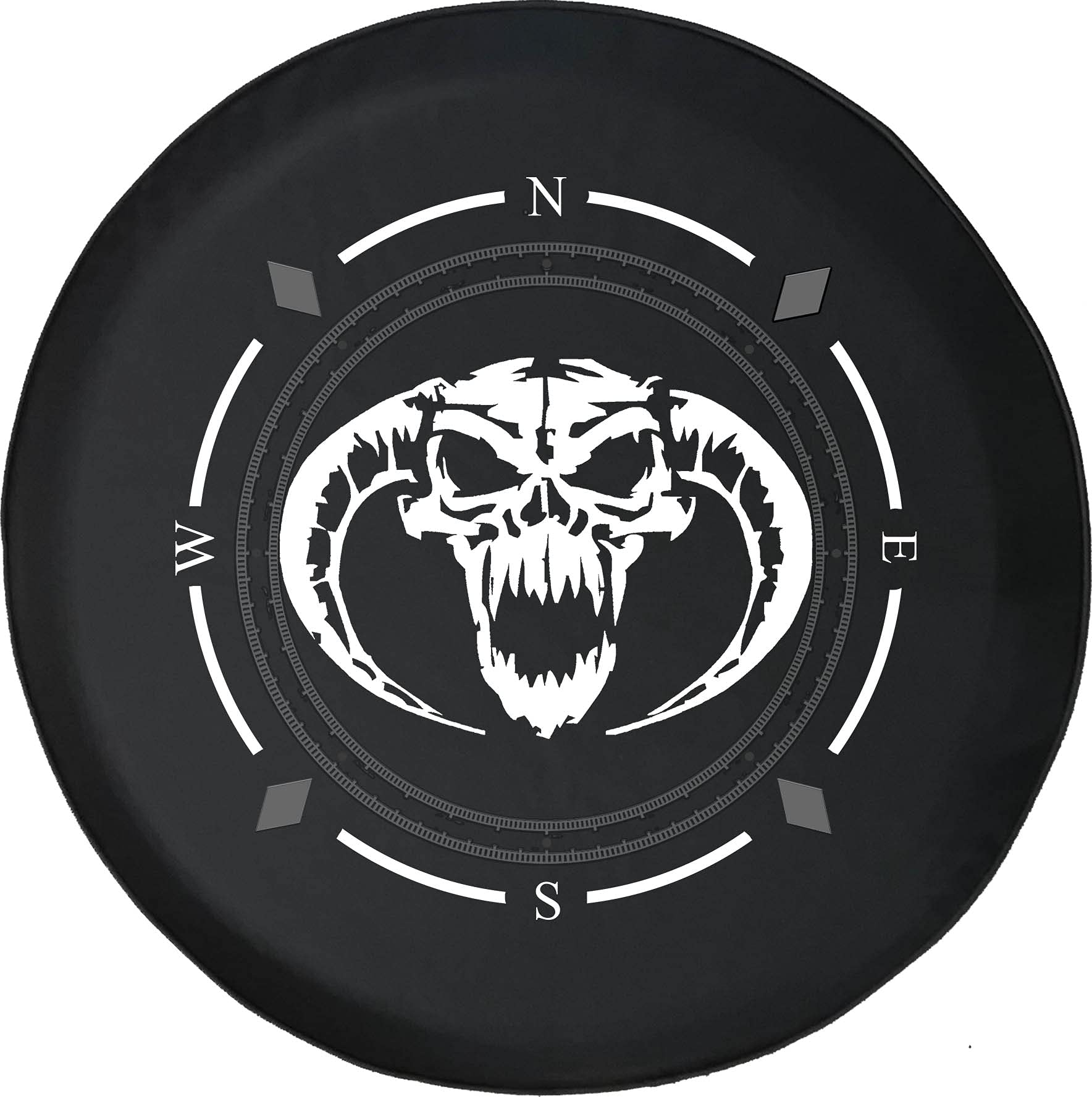 American Unlimited Spare Tire Cover with Compass Design - Evil Devil Monster Demon Wheel Protector for SUV, Trailer, RV & Most Vehicles | Durable Outdoor Accessory for Off-Road Adventures & Camping Trips