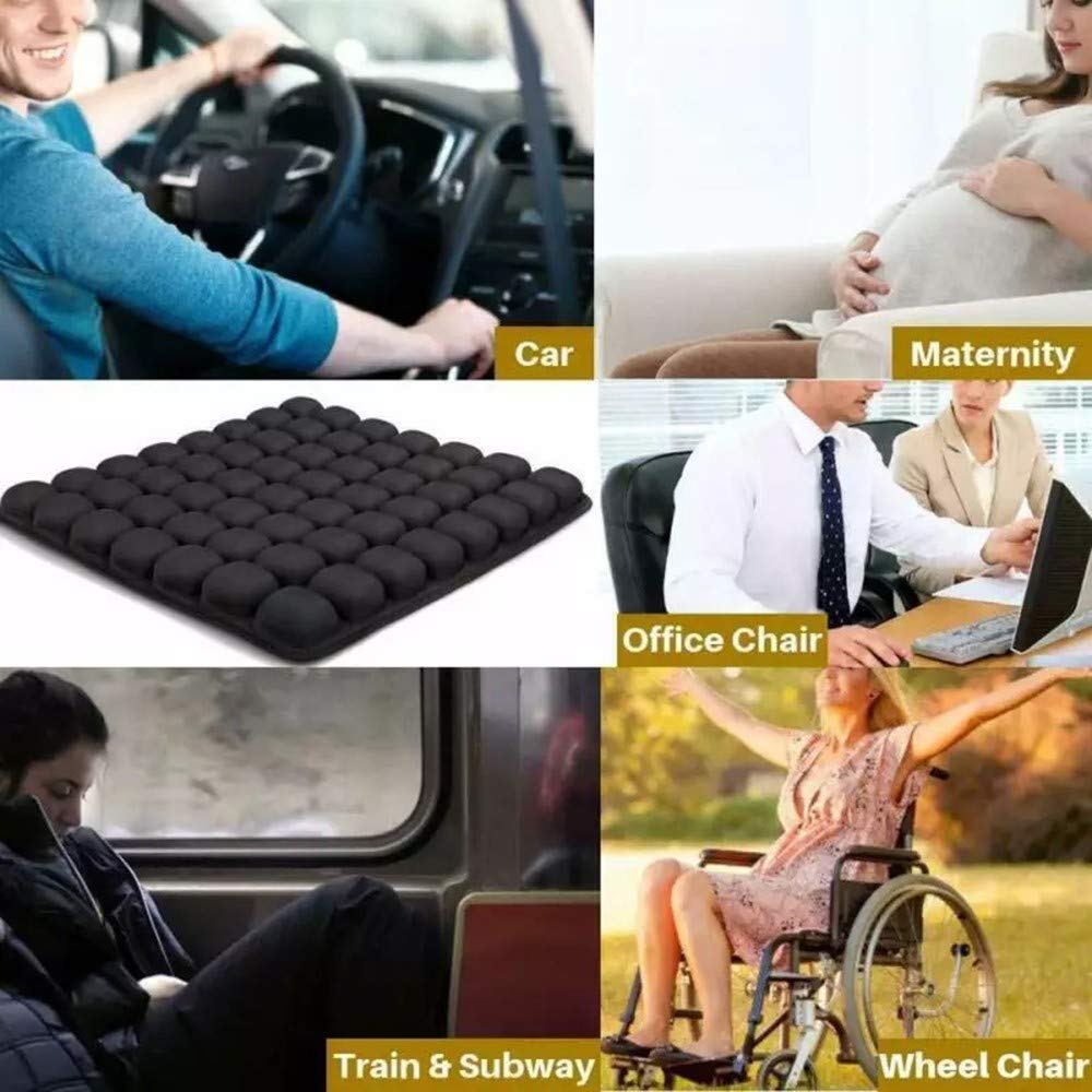 Inflatable Air Cushion for Car Seat & Wheelchair - 17x17in Breathable Non-Slip Pad with Pump - Home, Office & Travel Comfort Support - Relieves Back Pain & Pressure Sores