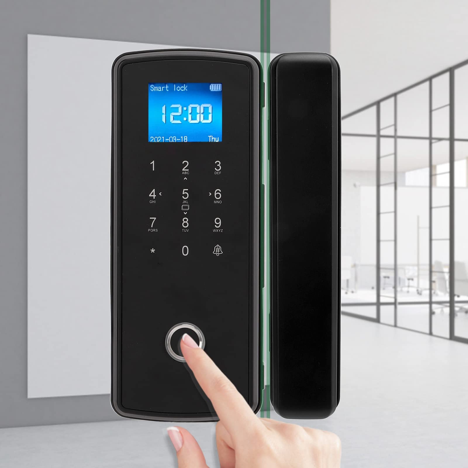 Smart Fingerprint Door Lock with Keypad & Doorbell - 3-in-1 Electronic Entry System (Fingerprint/Password/Card) for Glass Doors - Perfect for Smart Homes, Apartments & Office Security