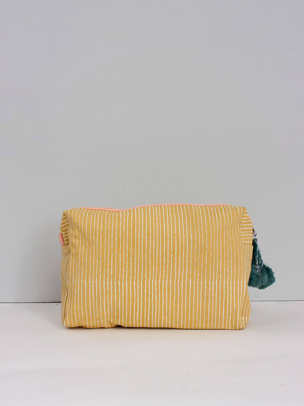 Stripe Washbag Mustard Yellow - Travel Toiletry Bag for Women & Men - Perfect for Gym, Camping, and Vacation Essentials