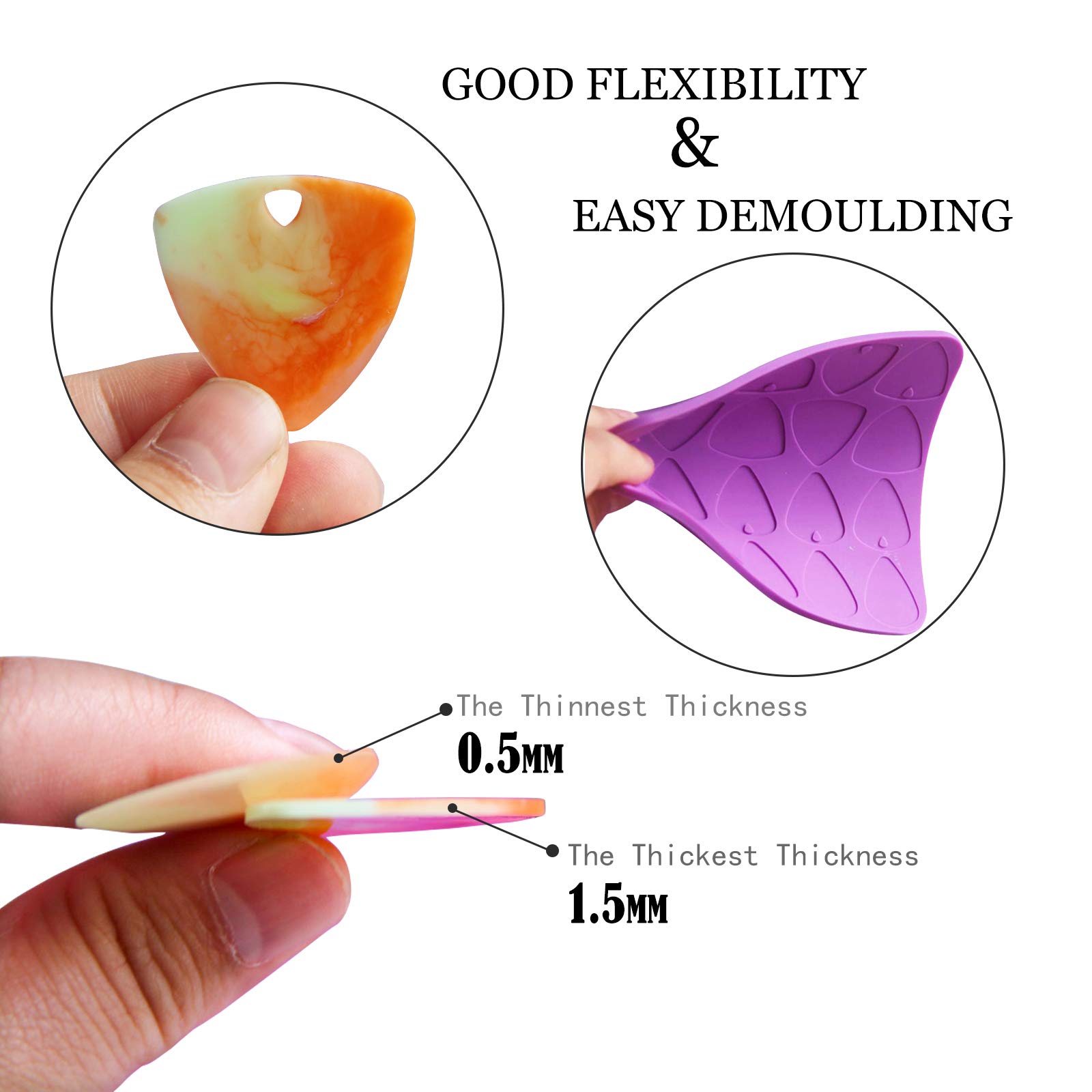 2 Pack Epoxy Resin Guitar Picks Molds - DIY Silicone Casting Mold for Custom Guitar Plectrums, Thumb Picks & Jewelry Making - Perfect for Keychains, Pendants & Music Accessories (Great for Musicians & Craft Lovers)