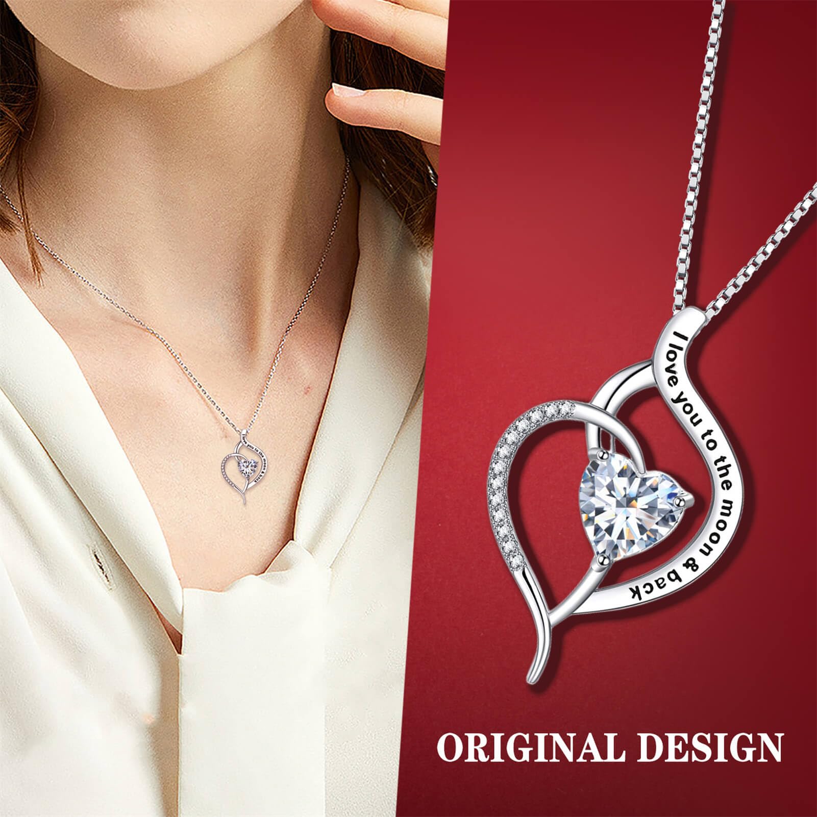 Elegant Christmas & Birthday Gifts for Women - Sterling Silver Heart Necklace for Wife/Girlfriend - Romantic Anniversary & Holiday Jewelry Gift - Perfect for Date Nights, Valentine's Day & Special Occasions