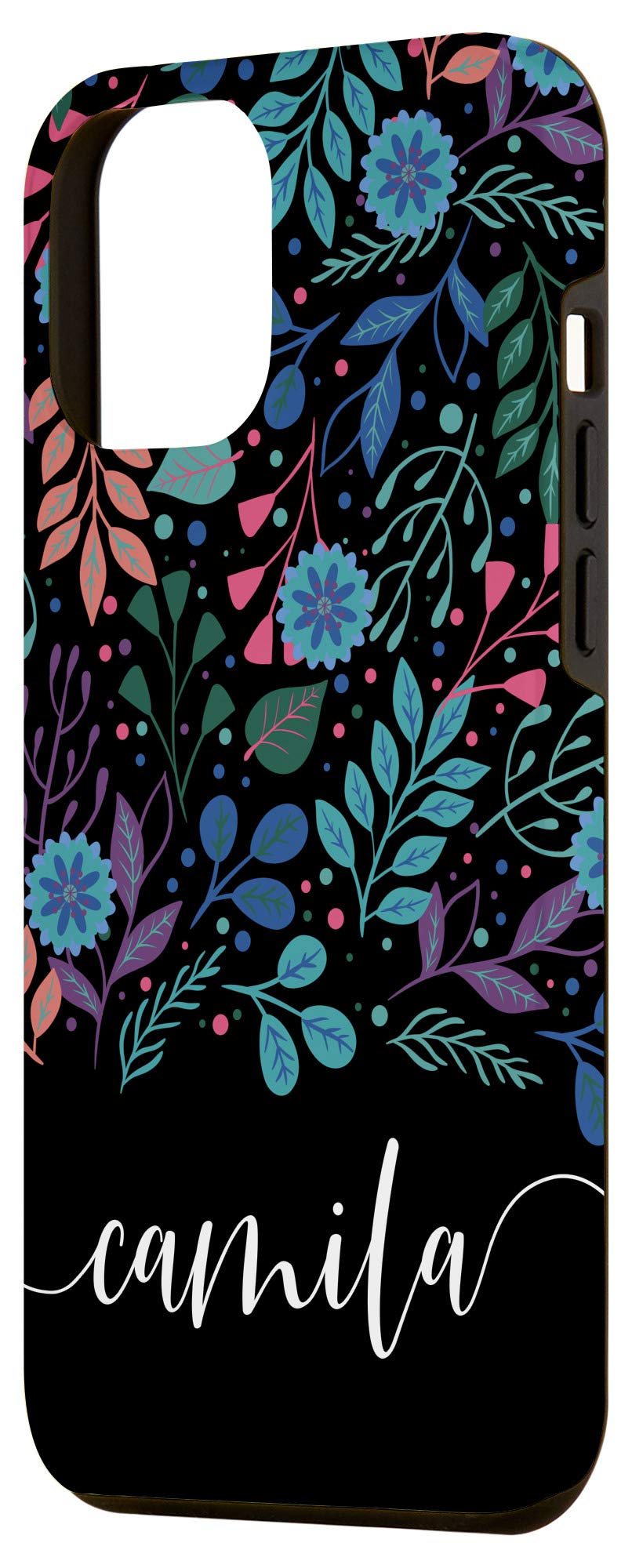 iPhone 12 Pro Max Personalized Name Case - Camila Floral Botanical Design Protective Phone Cover for Women, Girls | Perfect Gift for Birthday, Valentine's Day & Everyday Use