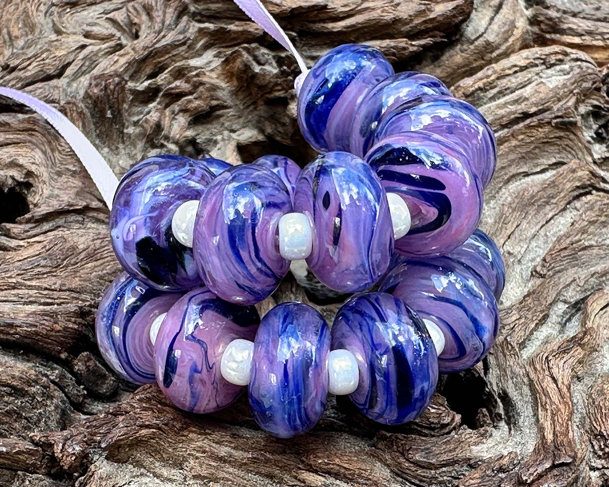 Handmade MTO Pink Blue Goldstone Lampwork Glass Beads for Jewelry Making, DIY Crafts, Bracelets & Necklaces - Perfect for Gifts & Home Decor