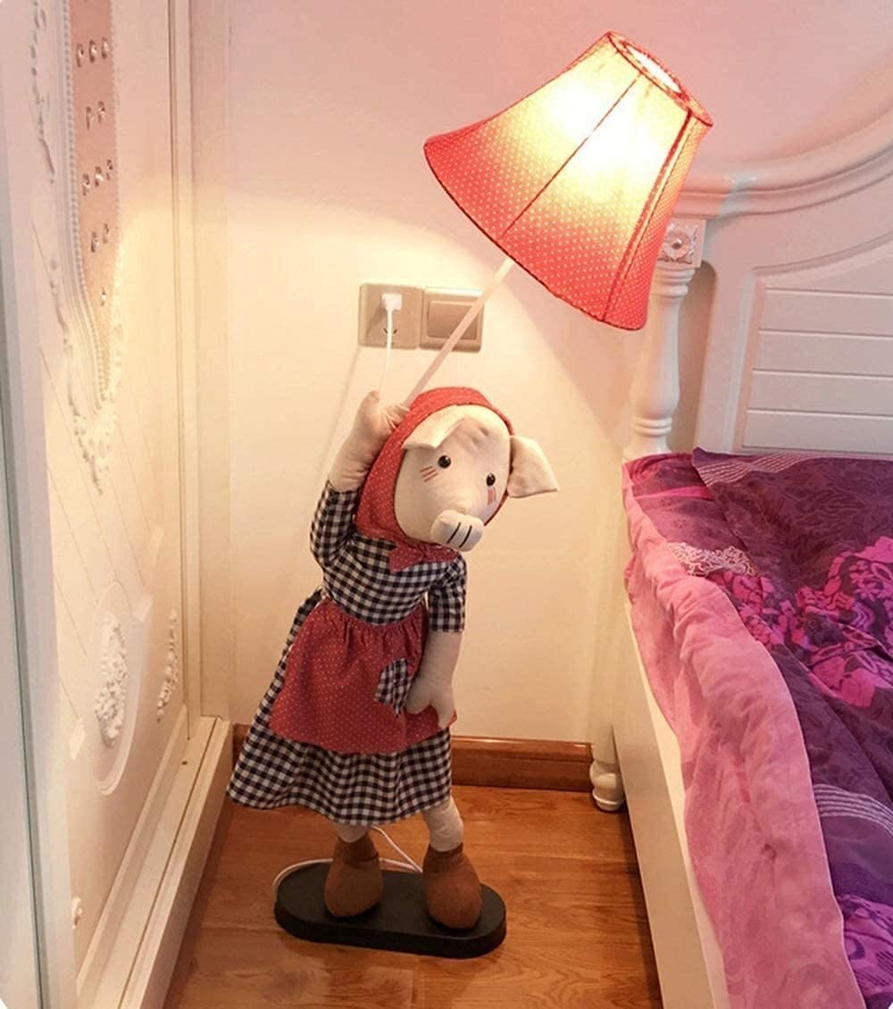 Modern Minimalist Cartoon Pig Floor Lamp - Adjustable Kids Room Light with Button Switch for Bedroom, Living Room & Study | Durable & Eye-Catching Home Decor for Reading, Gaming & Relaxation