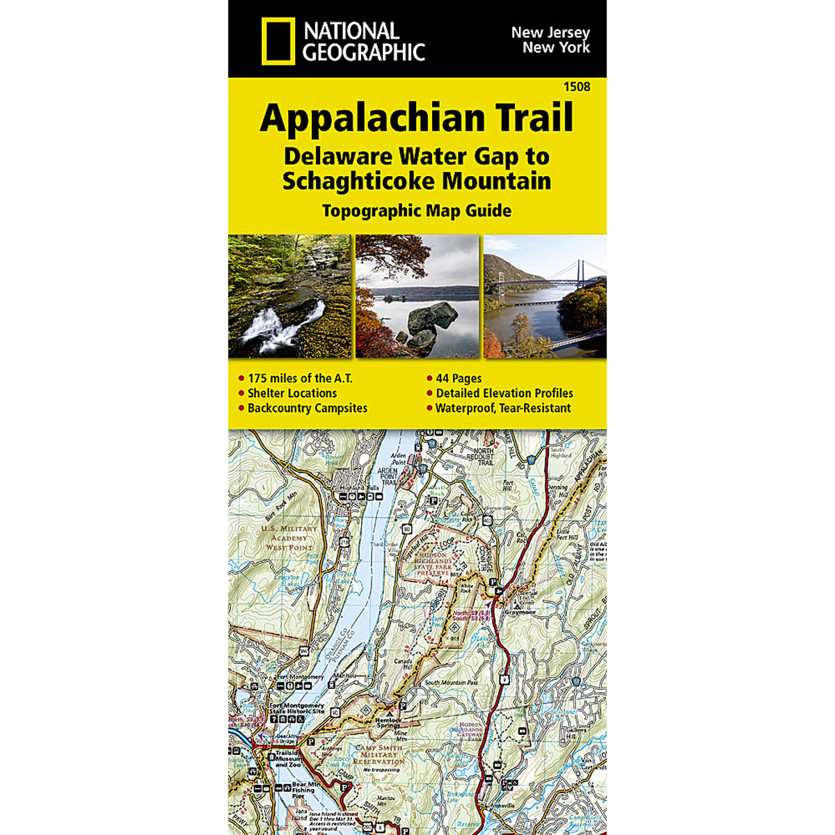**Appalachian Trail Hiking Map - Delaware Water Gap to Schaghticoke Mountain (NJ & NY) | Detailed Topographic Map for Hikers, Backpackers & Outdoor Enthusiasts**