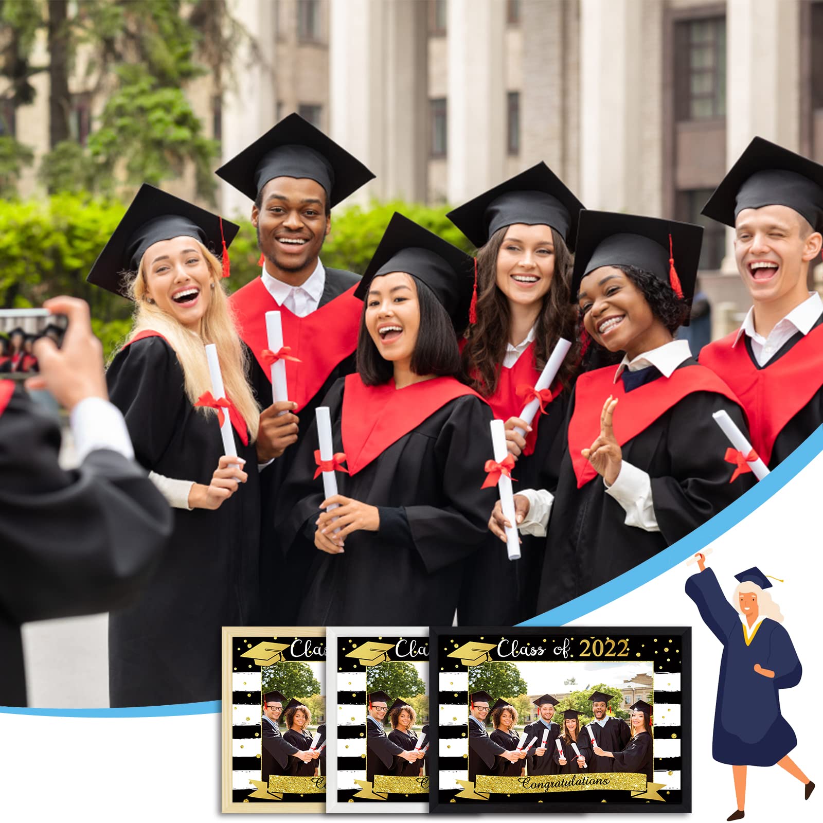 Personalized Graduation Picture Frame - Custom Wooden Photo Frame with Name & Date - Unique Graduation Gift for Her - Home Decor Wall Art for College, High School & University Graduates