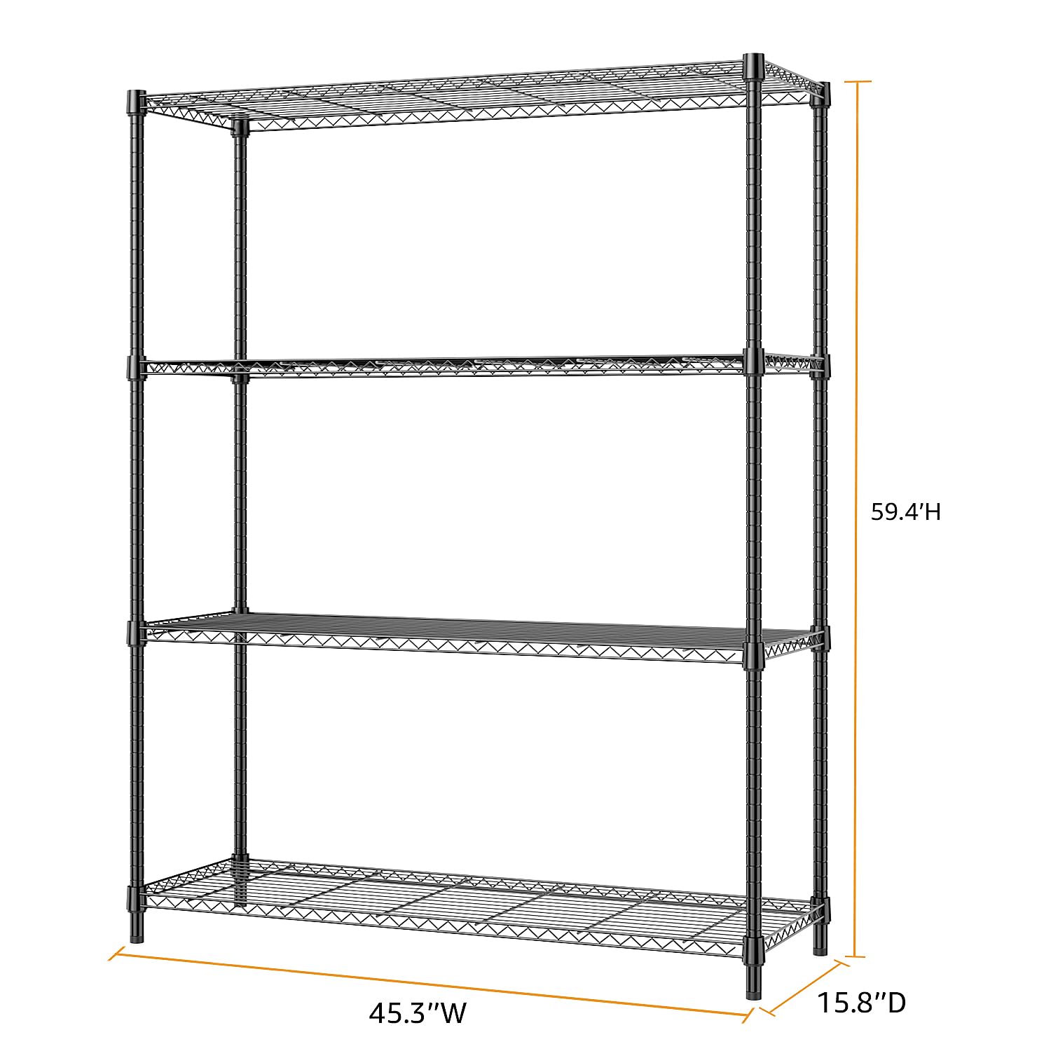 MZG 4-Tier Heavy Duty Metal Wire Shelving Unit - 1400 lbs Capacity, 15.8