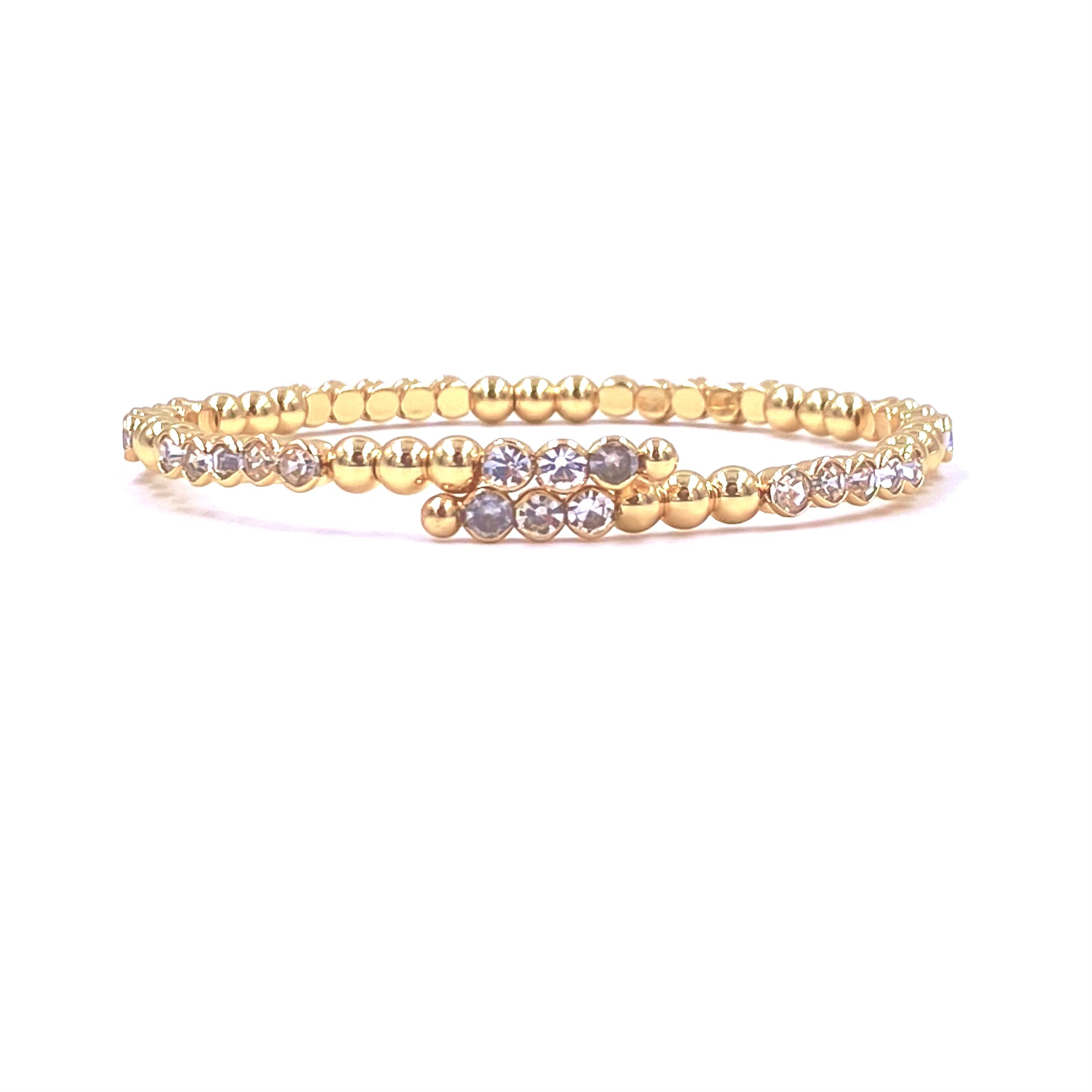 Ashley Gold Stainless Steel Gold Plated 3 CZ Alternating Adjustable Ball Wire Bracelet for Women - Elegant Jewelry Gift for Birthday, Anniversary & Special Occasions
