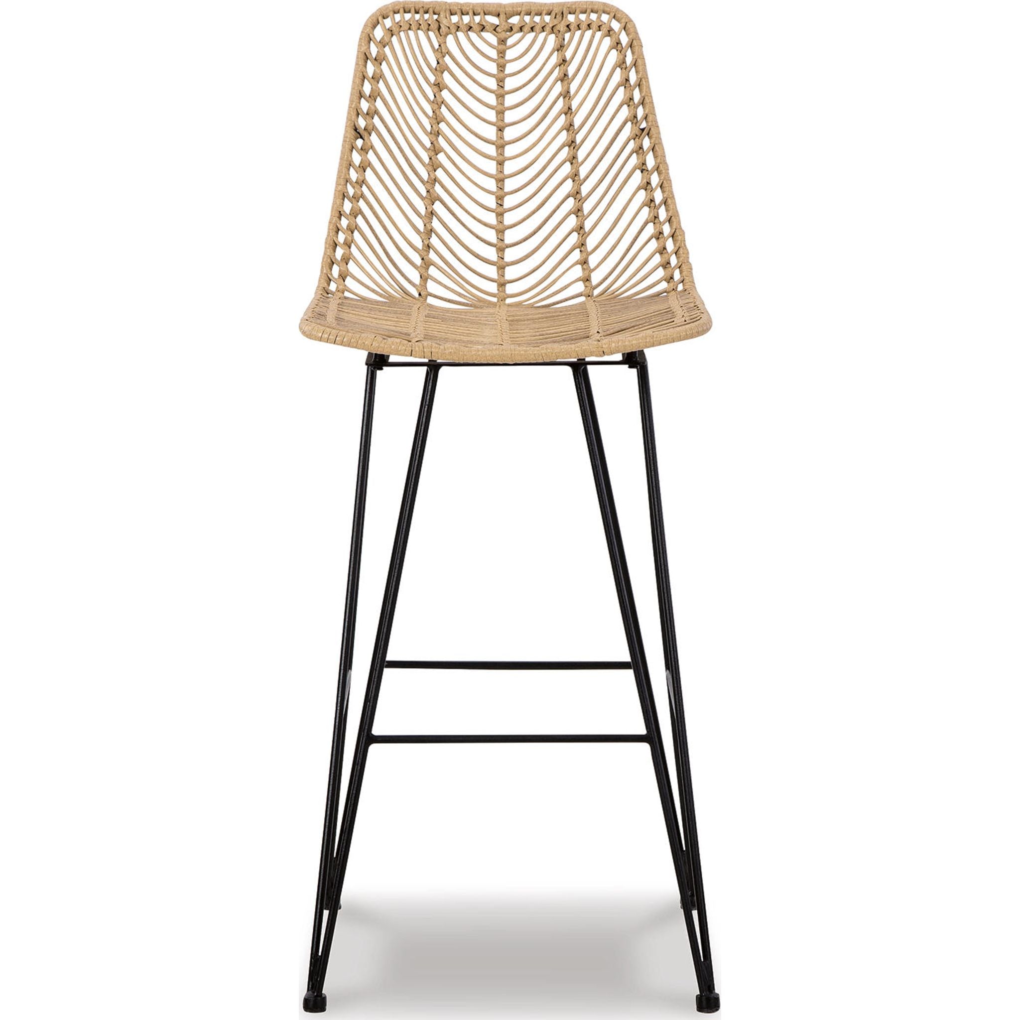 Angentree Bar Height Stool - Natural & Black Wooden Counter Stool with Back Support (D434 230) - Perfect for Kitchen Islands, Breakfast Bars & Home Bars