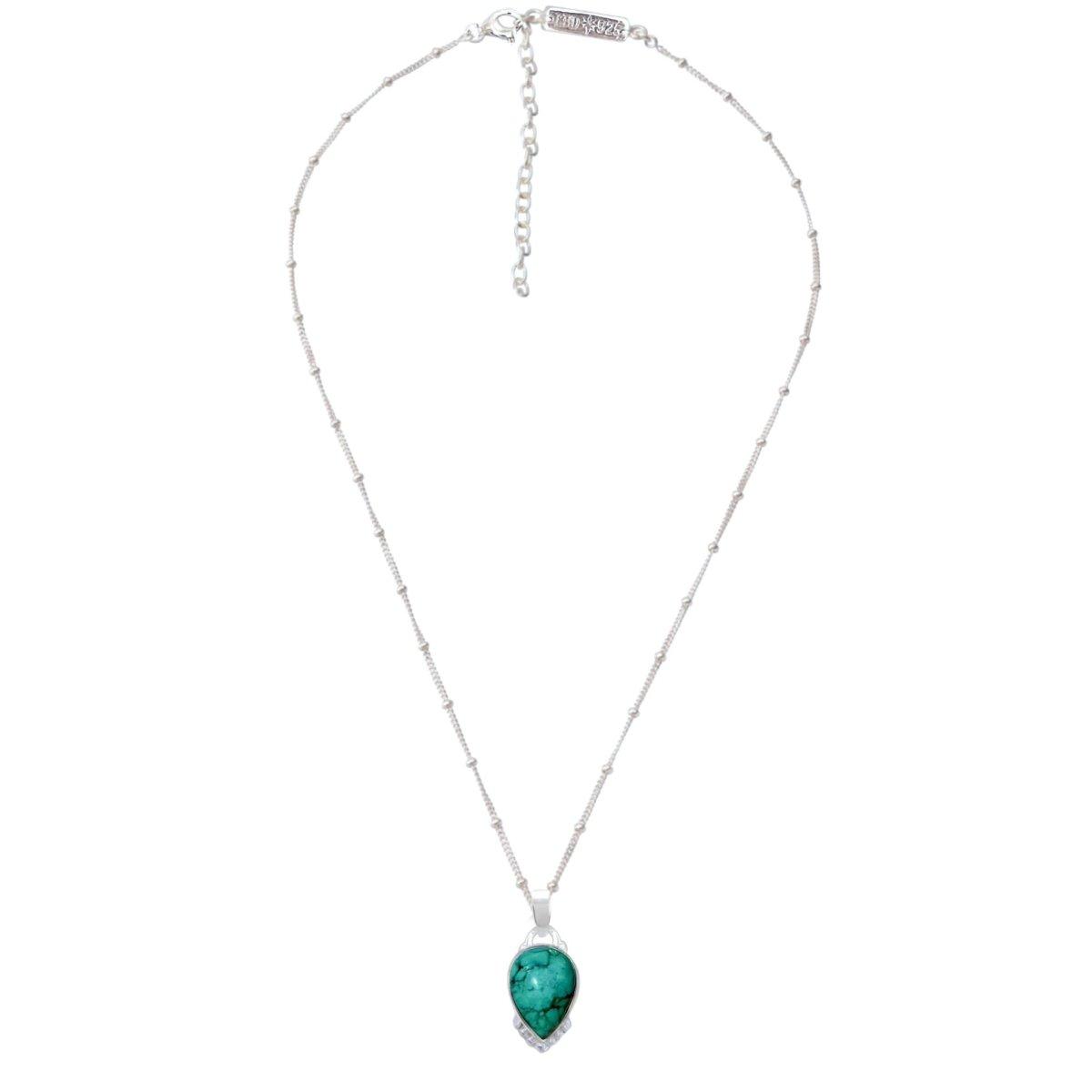Laihas Peaceful Solitude Raindrop Turquoise Necklace - Handmade Sterling Silver Pendant with Natural Gemstone - Perfect for Meditation, Yoga & Spiritual Healing Jewelry