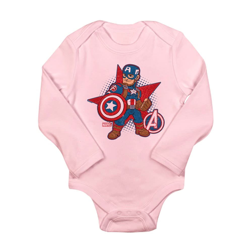 Captain America Long Sleeve Infant Bodysuit - Marvel Superhero Baby Onesie for Boys & Girls | Perfect for Cosplay, Birthday Gifts & Everyday Wear