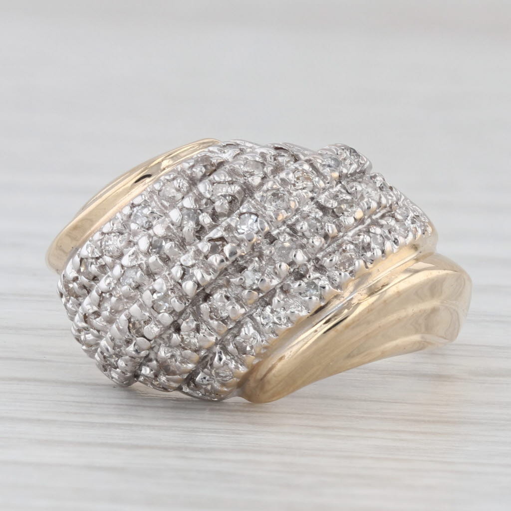 0.47ctw Scalloped Diamond Ring - 10k Yellow & White Gold - Size 7.25 - Elegant Wedding Band, Anniversary Gift for Her, Perfect for Special Occasions & Everyday Wear
