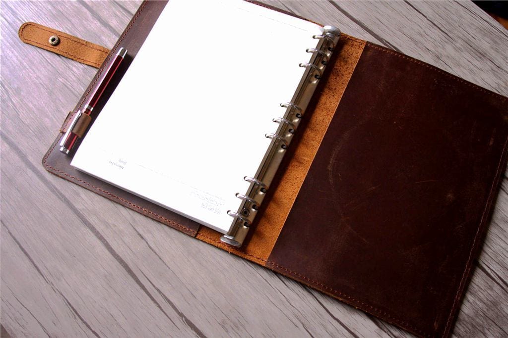 Premium Leather Custom Daily Planner Journal - Personalized Organizer for Work, School & Productivity - Perfect for Scheduling, Note Taking & Goal Setting