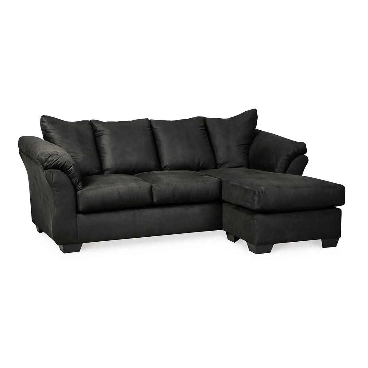 Darcy Reversible Sectional Sofa Chaise Lounge - Black Linen Fabric - Modern Living Room Furniture for Small Spaces | Perfect for Apartments, Studios & Cozy Homes