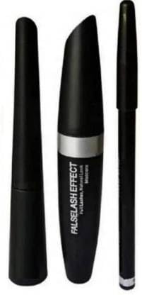 KAARM Waterproof Eyeliner, HyperCurly Volumizing Mascara & Eyebrow Pencil Set - Professional Eye Makeup Kit for Smokey Eyes, Bold Lashes & Defined Brows | Perfect for Daily Wear, Parties & Special Occasions