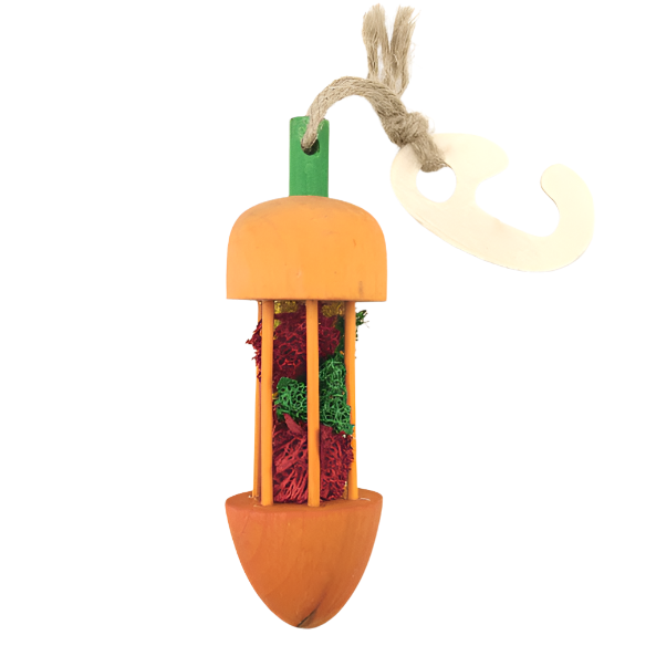 Organic Moss Hollow Foraging Carrot Chew Toy for Small Pets - Natural Rabbit, Guinea Pig & Hamster Chew Treat - Promotes Dental Health & Boredom Relief - Perfect for Cage Enrichment & Playtime