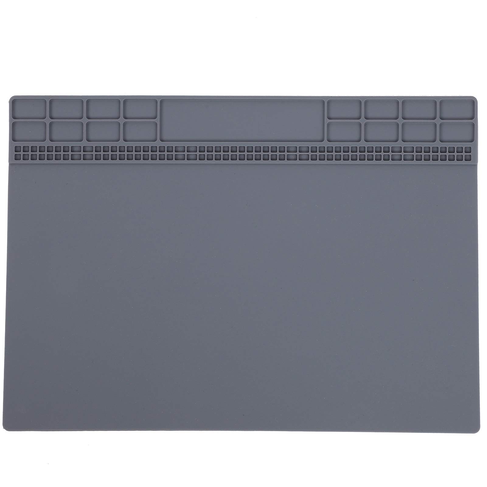Premium Silicone Repair Mat - Heat Resistant Soldering Station Mat with Screw Storage for Electronics Repair & Maintenance (Grey) - Ideal for Workbench, DIY Projects & Phone Repair Workspace