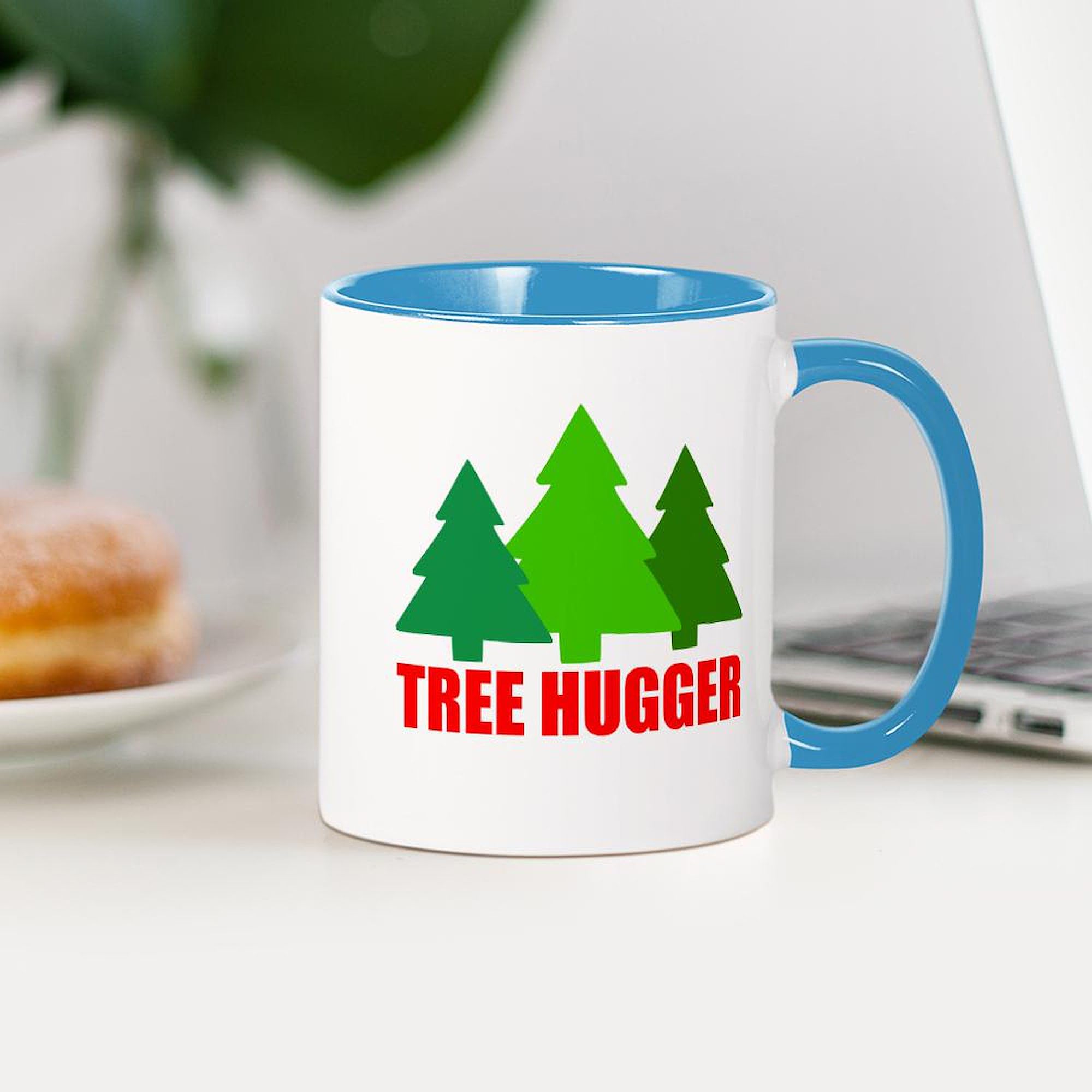 Tree Hugger Ceramic Coffee Mug 11 oz (325 ml) - Eco-Friendly Gift for Nature Lovers, Perfect for Home, Office & Outdoor Use