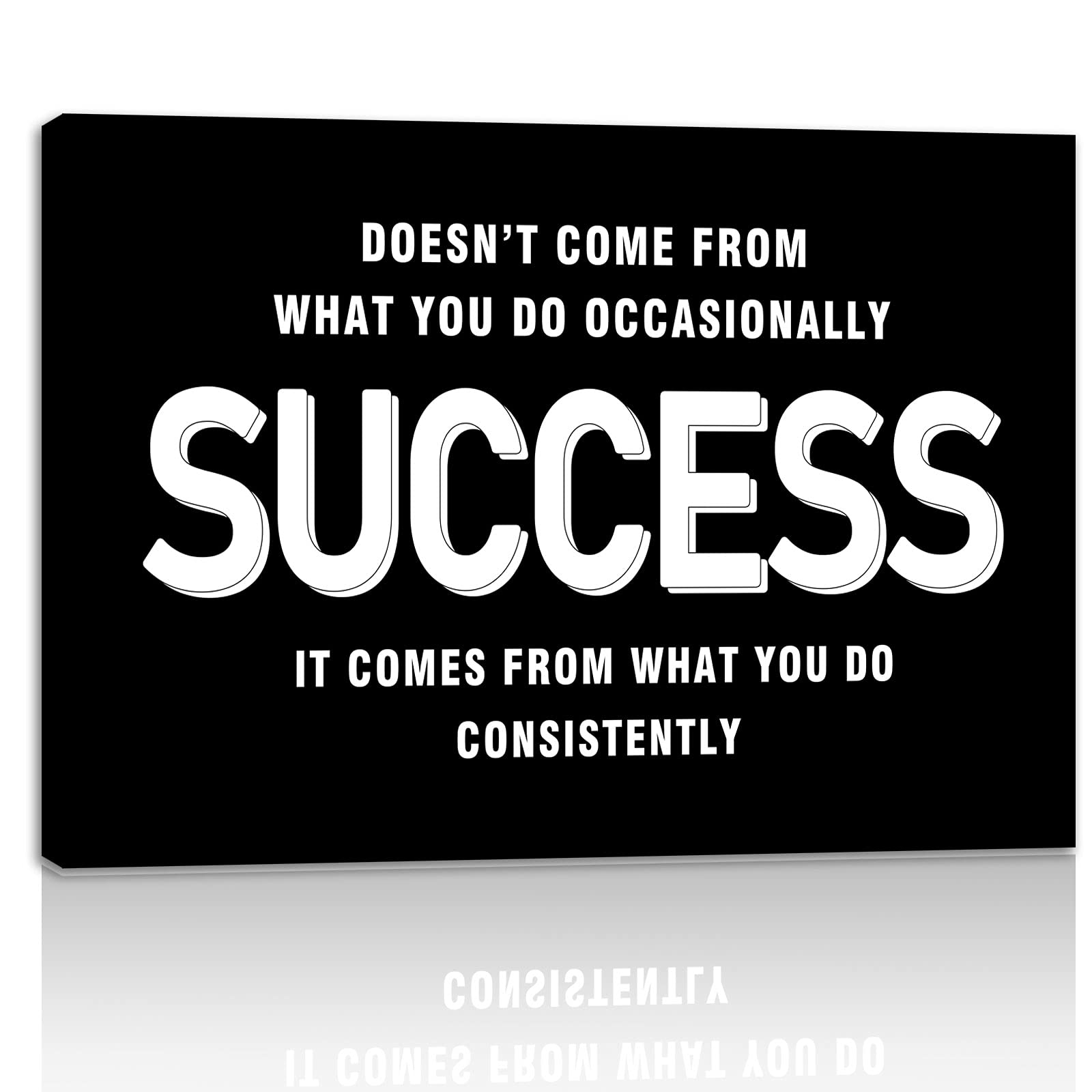 Success Wall Art - Motivational & Inspirational Poster Quotes for Home & Office Decor - Canvas Print Framed Ready to Hang - Perfect for Living Room, Bedroom, Office & Bathroom Decorations