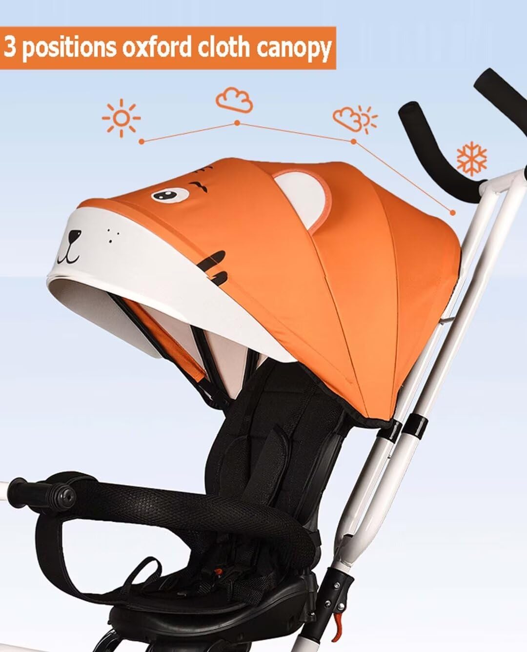 Best Reversible Stroller for Toddlers 1.5-5 Years Old - 3-Wheel Baby Pushchair with Adjustable Canopy, Reclining Seat & Safety Belt | Comfortable Ride for Park Walks, Shopping & Travel (Titanium Wheels)